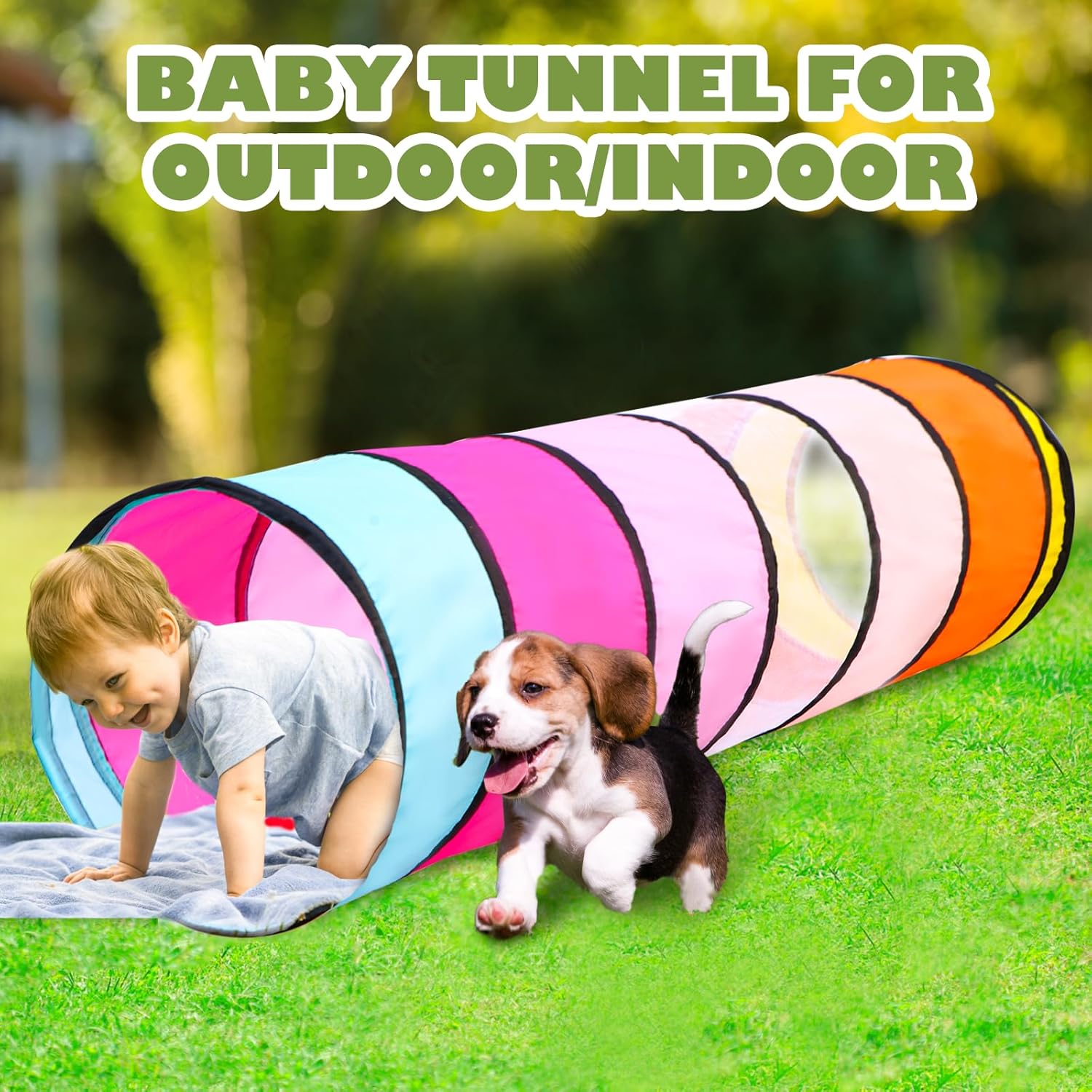 Túnel de juego para niños pequeños de 1 a 3 y 6 pies, juguetes de túnel de gateo para bebés en interiores y exteriores, juguetes para niños pequeños