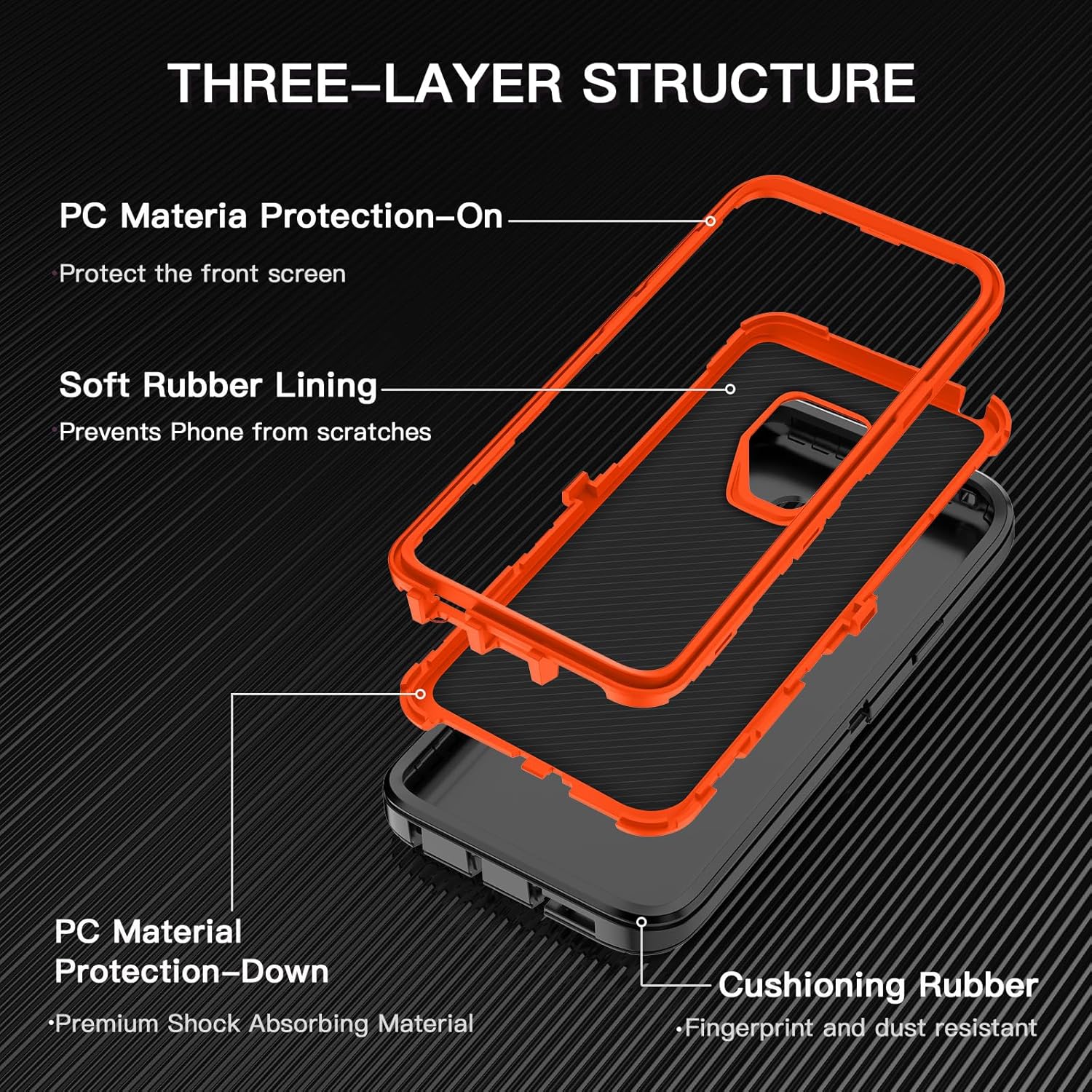I-HONVA Funda para Galaxy S9 Plus a prueba de golpes, a prueba de polvo y caídas, 3 capas de protección de cuerpo completo sin protector de