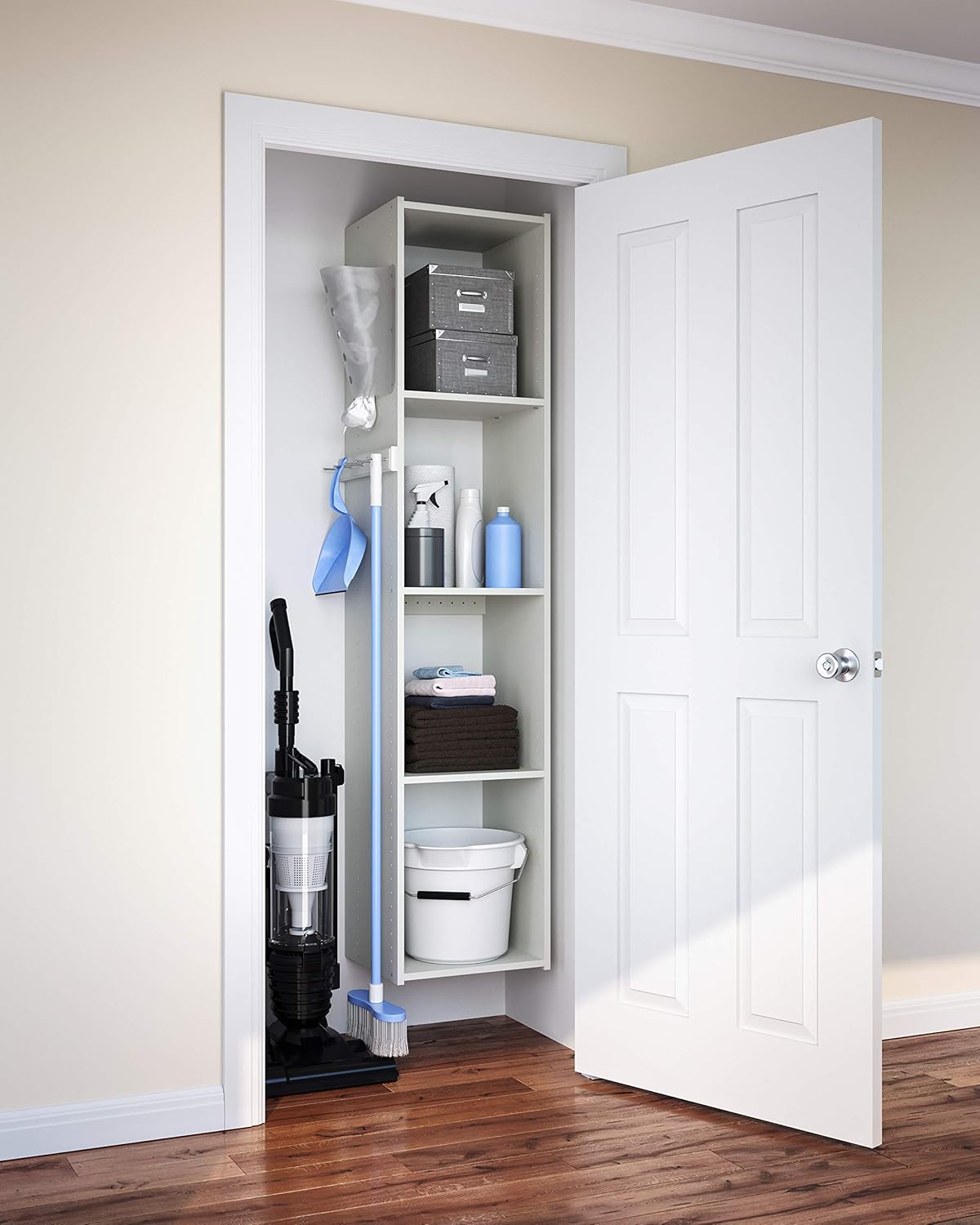 Easy Track 680103-WH Organizador de armario utilitario, kit de armario de 5 estantes, montaje en pared, estantes ajustables, estantería para