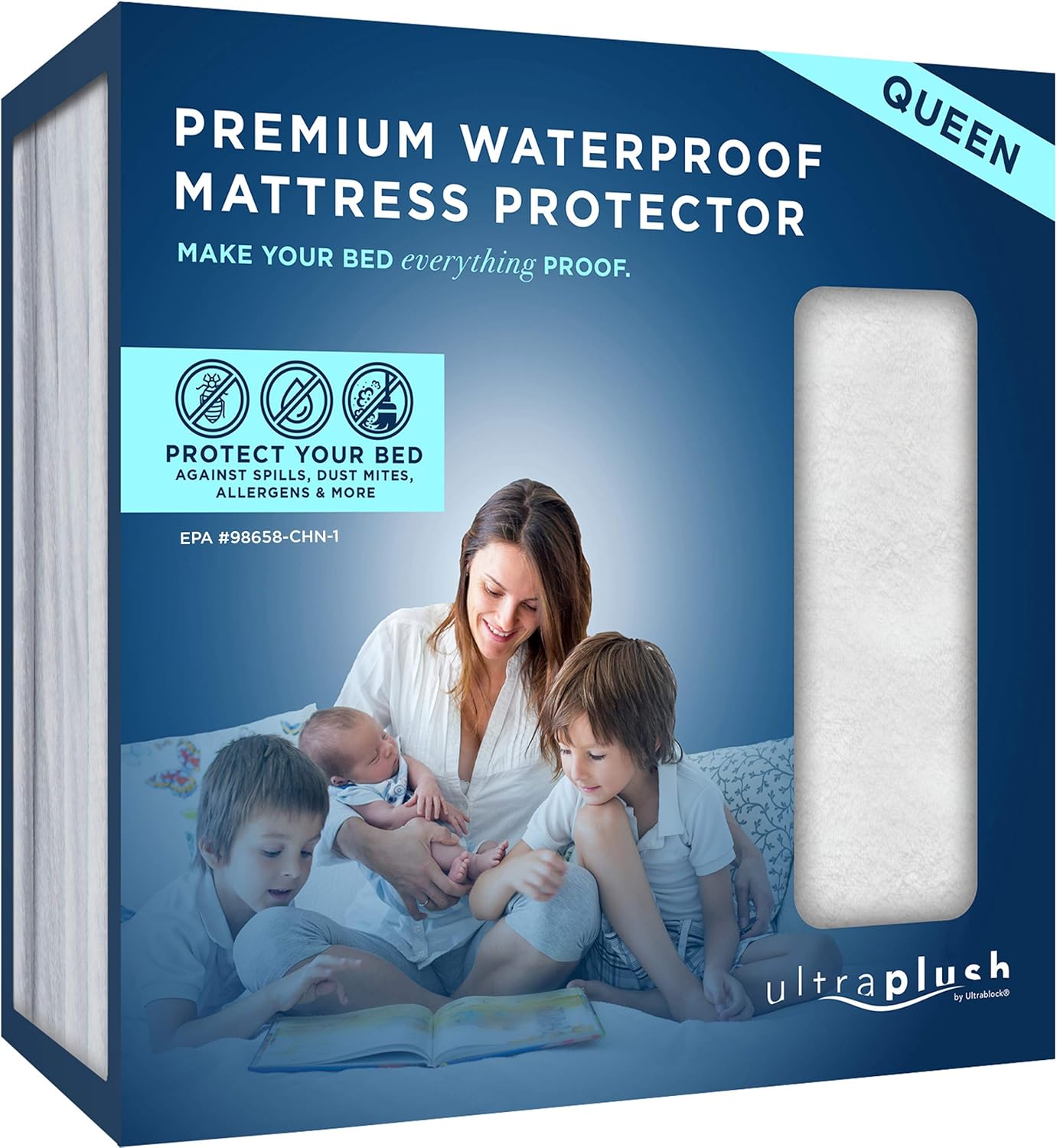 Protector de colchón impermeable UltraPlush Premium Funda muy suave y silenciosa Protector de colchón impermeable UltraPlush Premium Funda muy suave y silenciosa