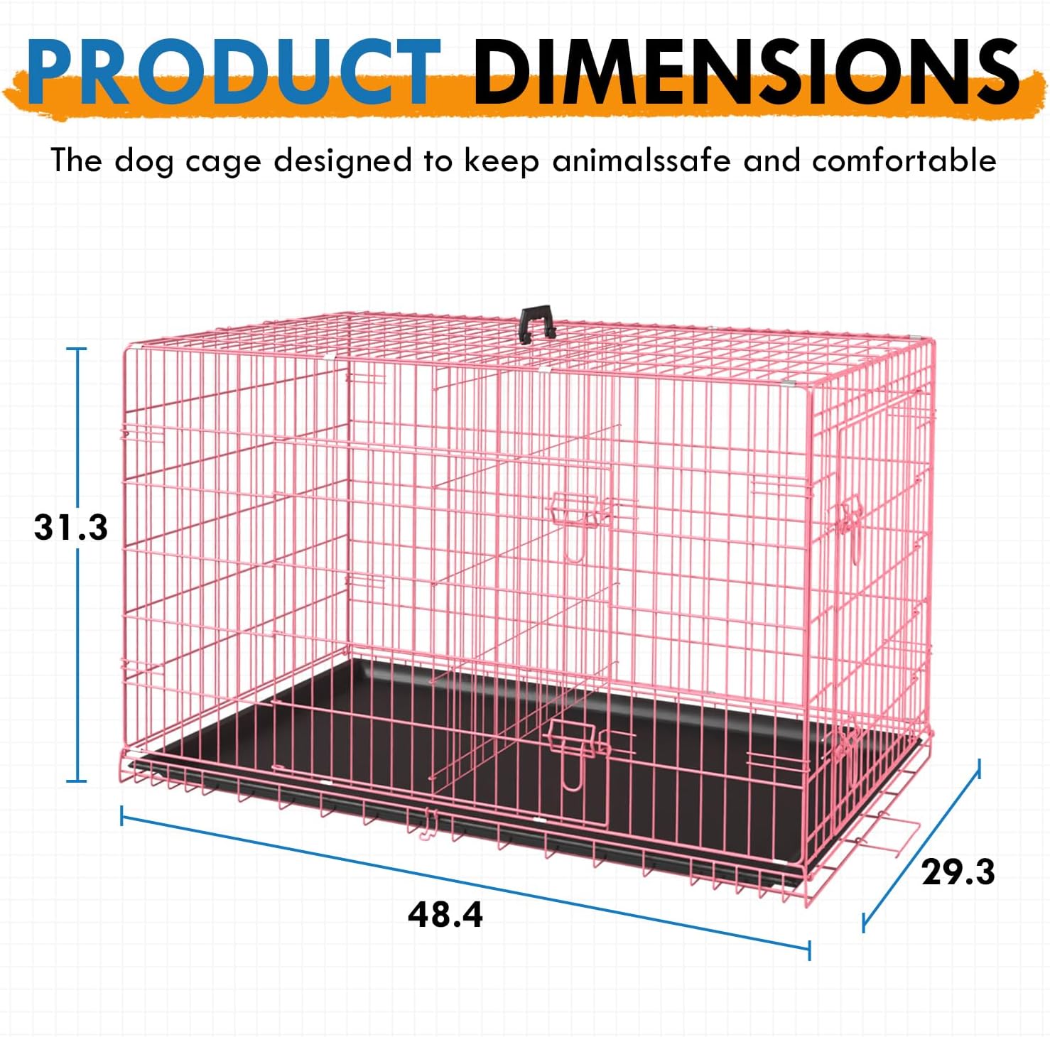 PayLessHere Jaula grande para perros medianos y grandes, jaula de metal para perros de doble puerta, plegable, para interiores y exteriores, con