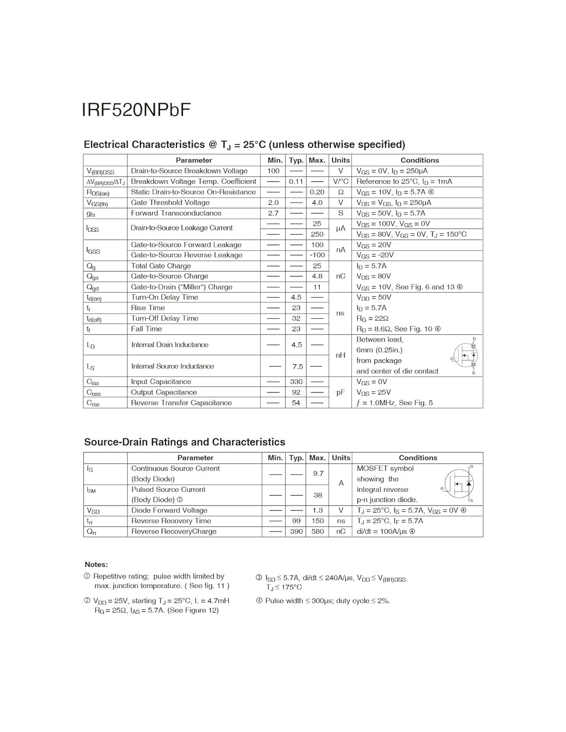 Chanzon IRF520 IRF520N IRF520NPBF NMOS 100V 9.7A transistor MOSFET de potencia de canal N ESD nominal A-220 (paquete de 10 piezas)