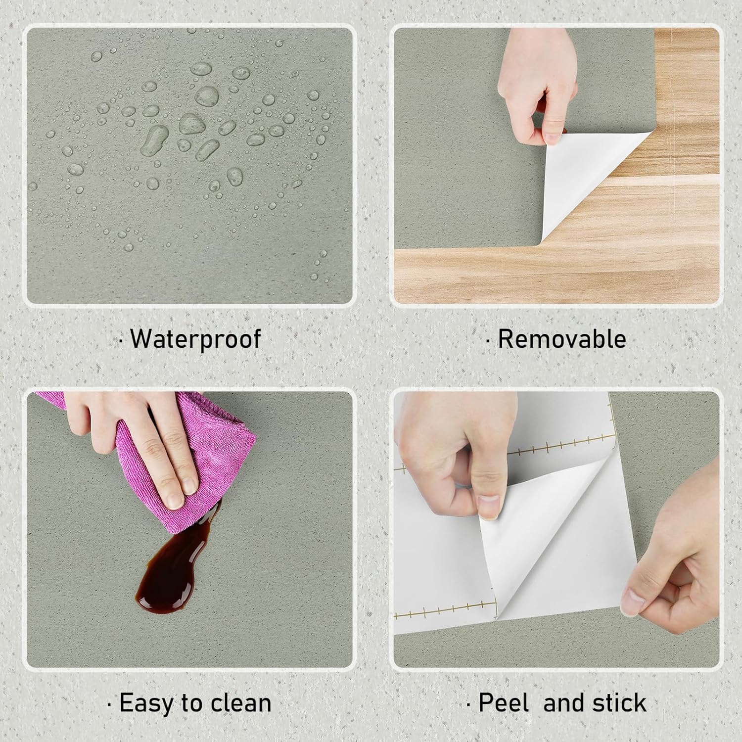 Wallercity Papel adhesivo de granito verde claro para encimeras, vinilo impermeable, papel tapiz de mármol para baño, despegar y pegar, papel