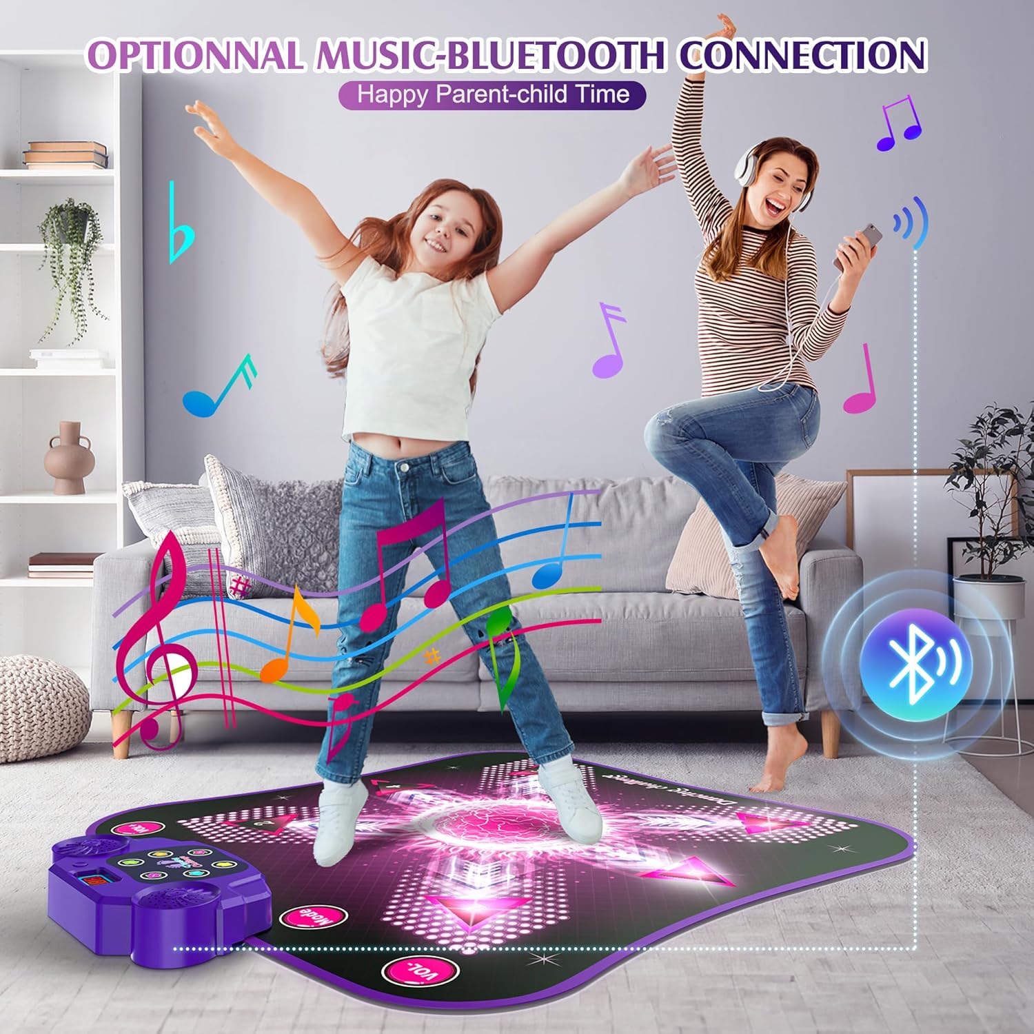 beefunni Juguetes de tapete de baile iluminado para niños de 3 a 12 años, almohadilla de baile electrónica mejorada 2023 con música y Bluetooth,