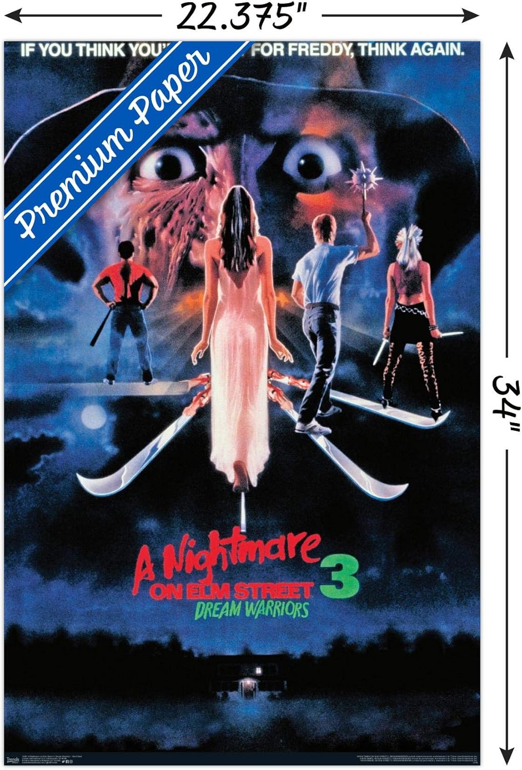 Trends International A Nightmare on Elm Street 3 Dream Warriors – Póster de pared de una hoja, 22.375 x 34 pulgadas, póster premium y paquete de
