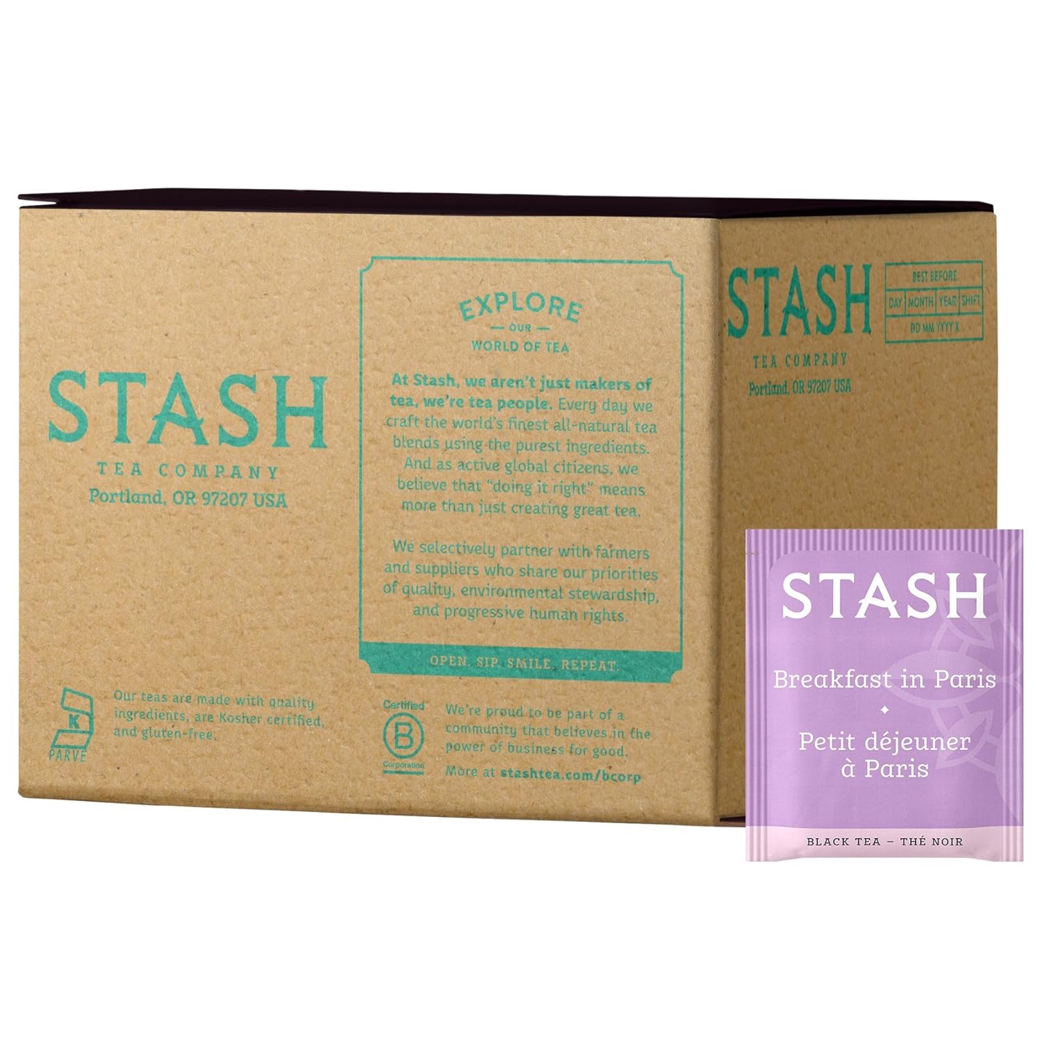 Stash Breakfast in Paris Té negro, caja de 100bolsas de té