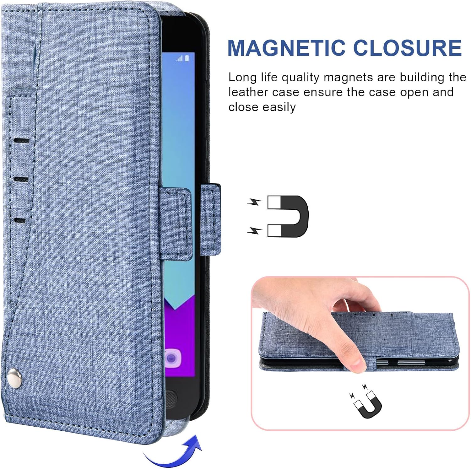 Asuwish Compatible con Samsung Galaxy Xcover 44S – Funda tipo cartera con protector de pantalla de vidrio templado y soporte de cuero para tarjetas,