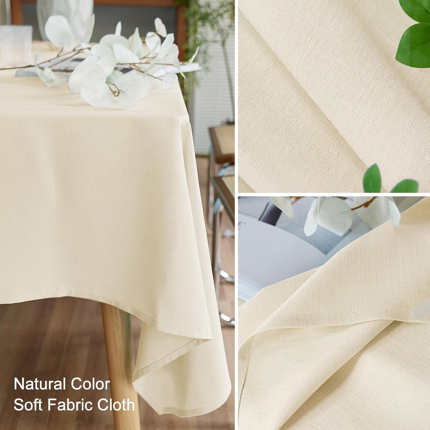 Mantel texturizado rectangular de 60 x 84 pulgadas, resistente al agua, a prueba de derrames, lavable, tela sin arrugas, cubierta de mesa de comedor