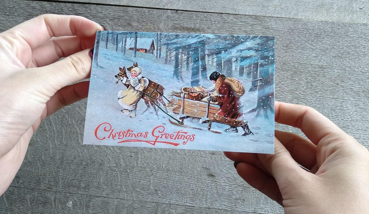 PIXILUV White Christmas (paquete de 12) tarjetas de notas pequeñas tarjetas de felicitación # escenas de Navidad frías invernales  postales de