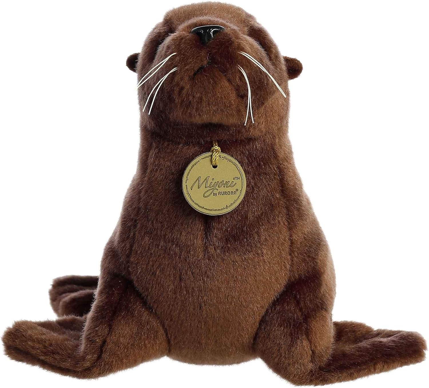 Aurora Adorable león marino de peluche Miyoni, detalle realista, compañía entrañable, marrón, 11 pulgadas