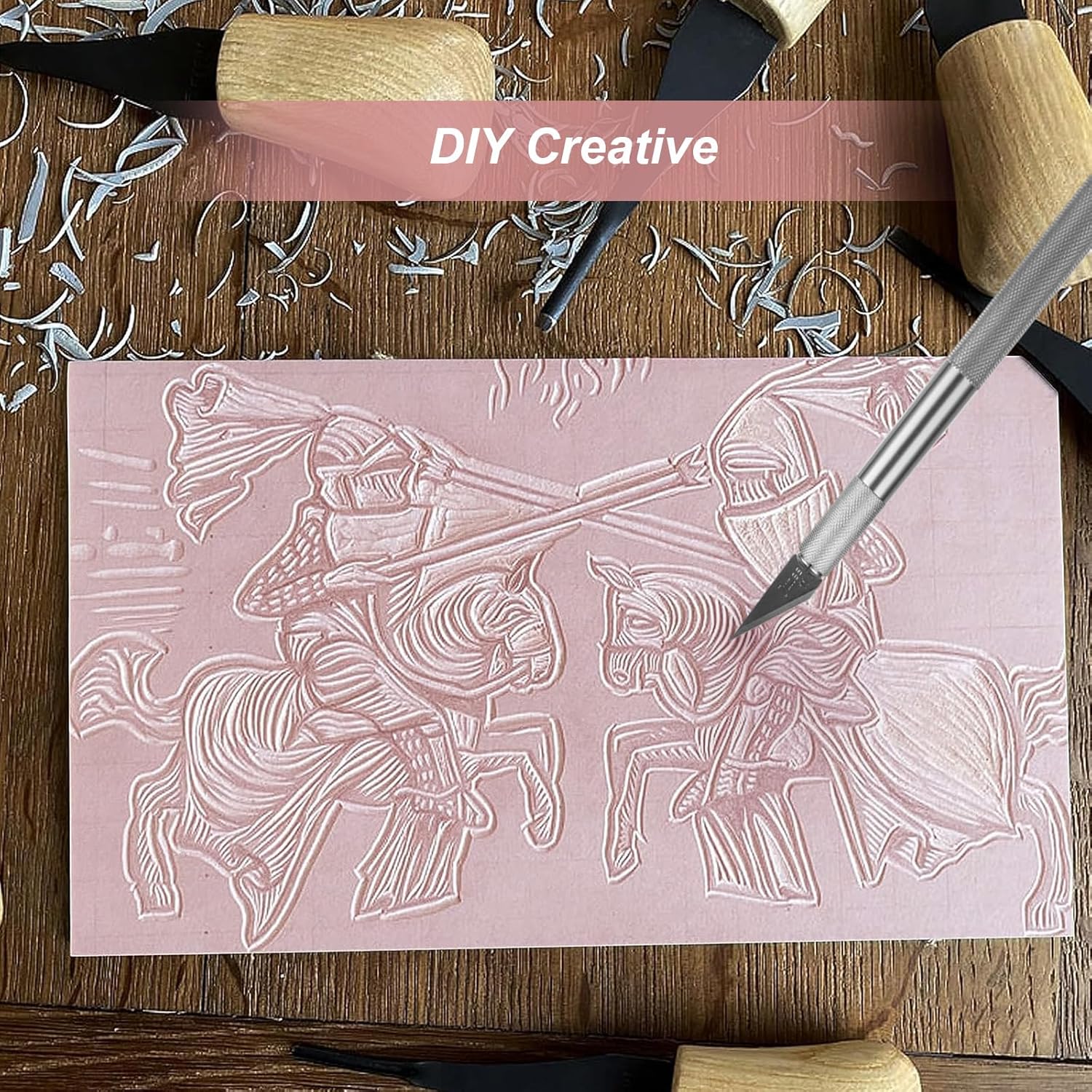 Bloques de linóleo para grabado, bloques de tallado de sello de goma rosa de 4 x 6 pulgadas, bloques de tallado de goma con herramientas de