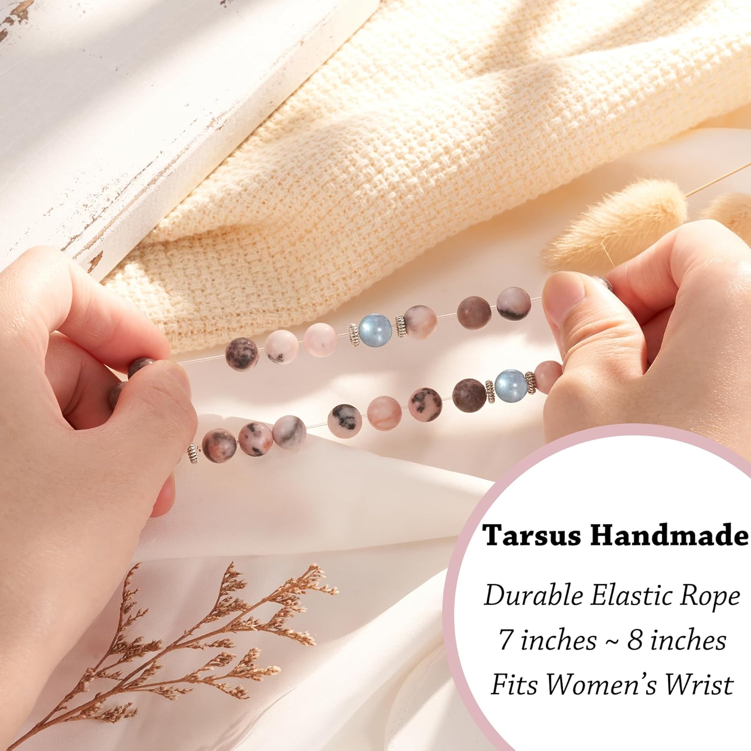 Tarsus Natural Stone Bracelet for MomGrandmaSisterAuntBonus Mom, Moonstone Beads Handmade Bracelet Christmas Birthday Gifts for Women