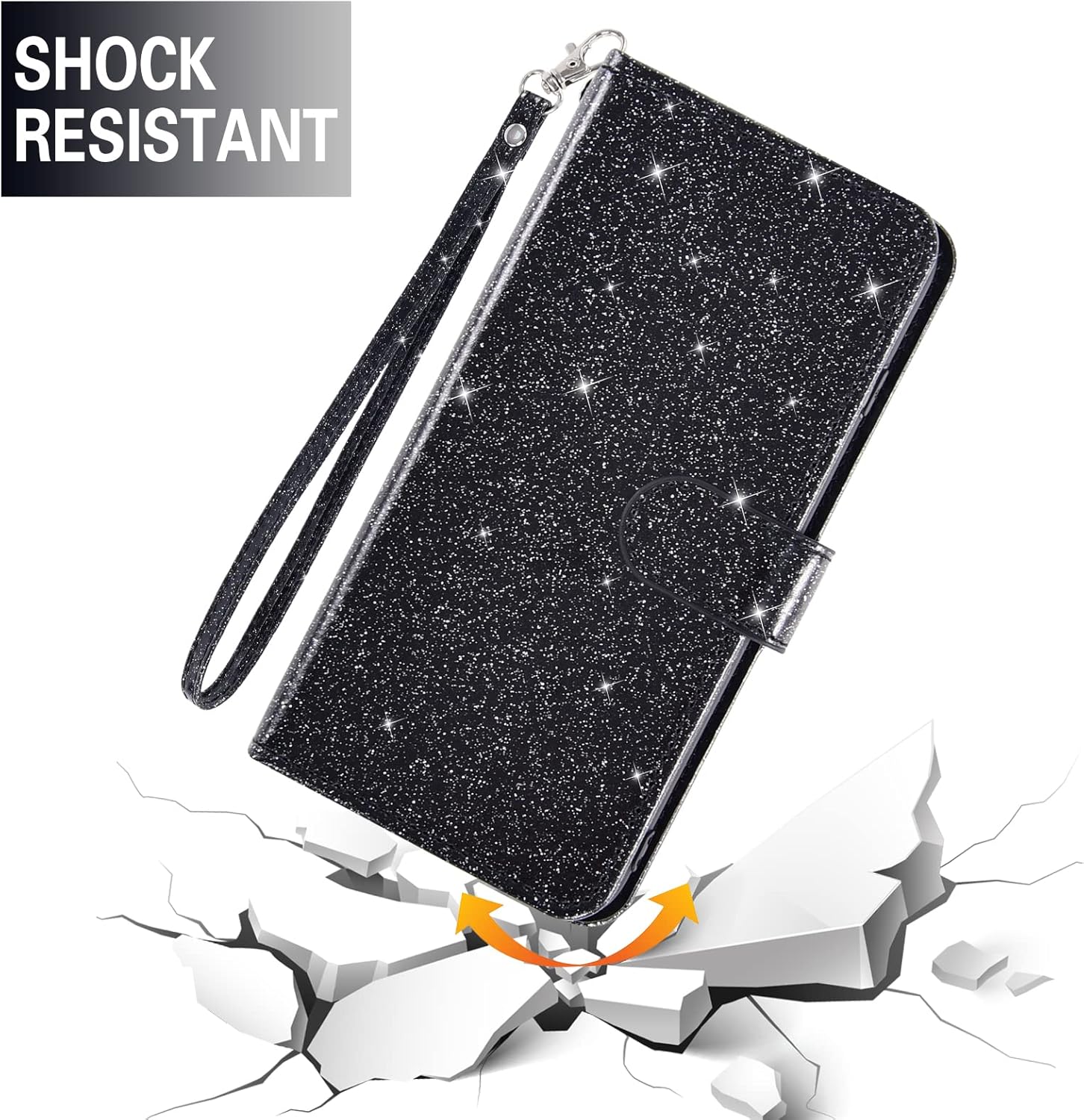 Asuwish Funda de teléfono para Moto G7 PowerMotoG7 SupraMoto7 Optimo Max con protector de pantalla y cartera con purpurina, ranura para tarjetero,