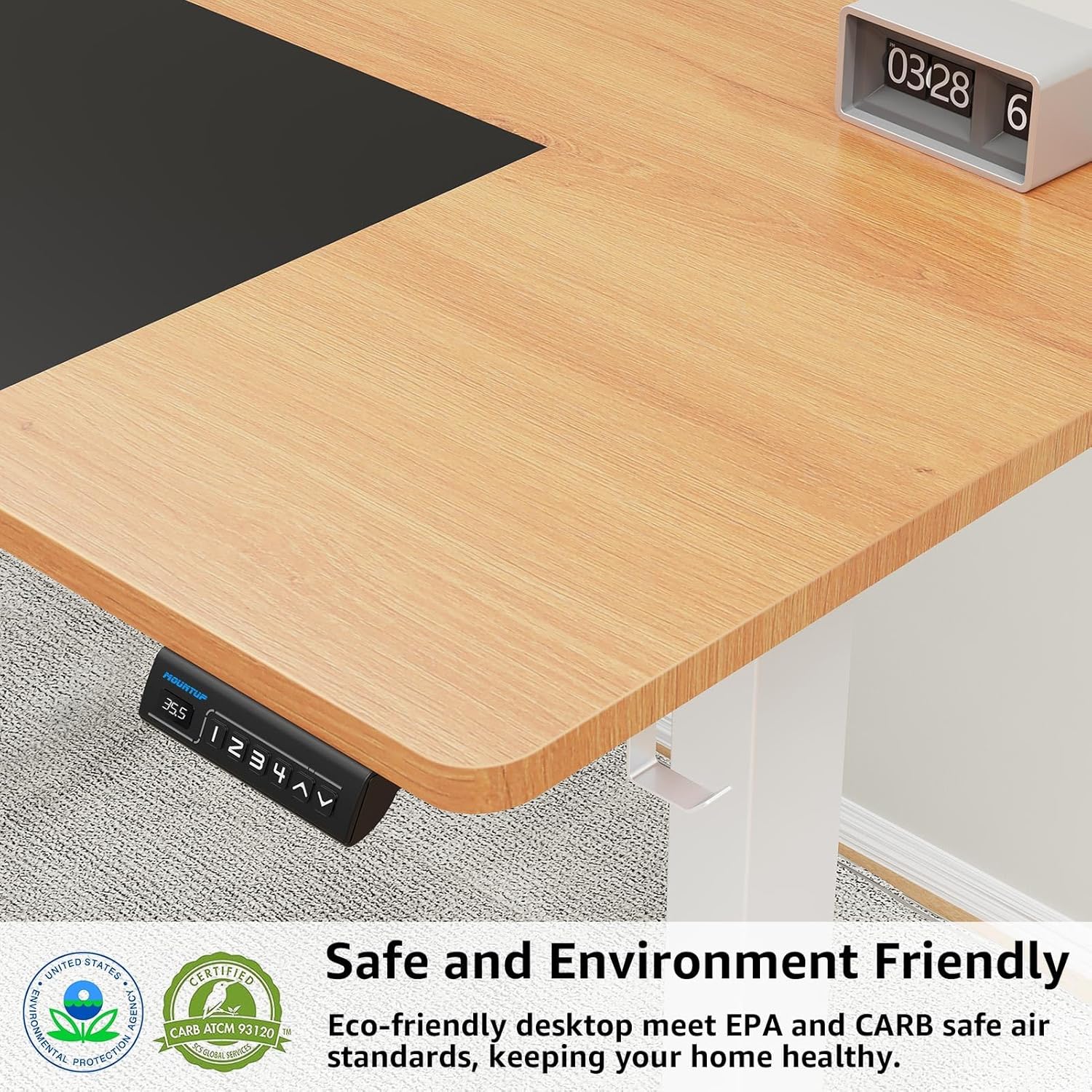 MOUNTUP Escritorio eléctrico de pie ajustable en altura, escritorio de pie con controlador de memoria, escritorio ergonómico de pie para oficina en