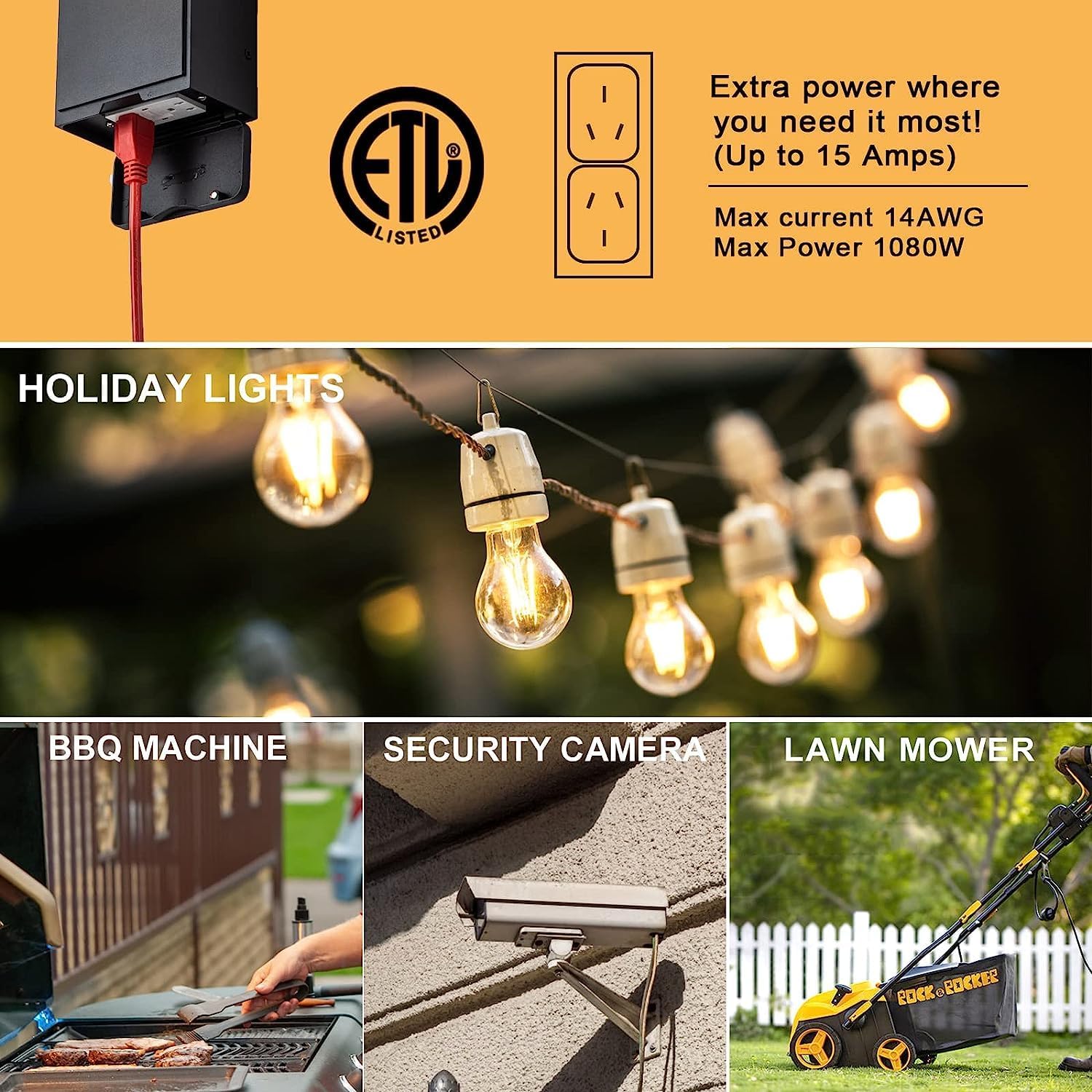 Lámpara LED de pared para exteriores con salida GFCI, moderna luz LED para porche al aire libre con dos salidas integradas, aplique de exterior