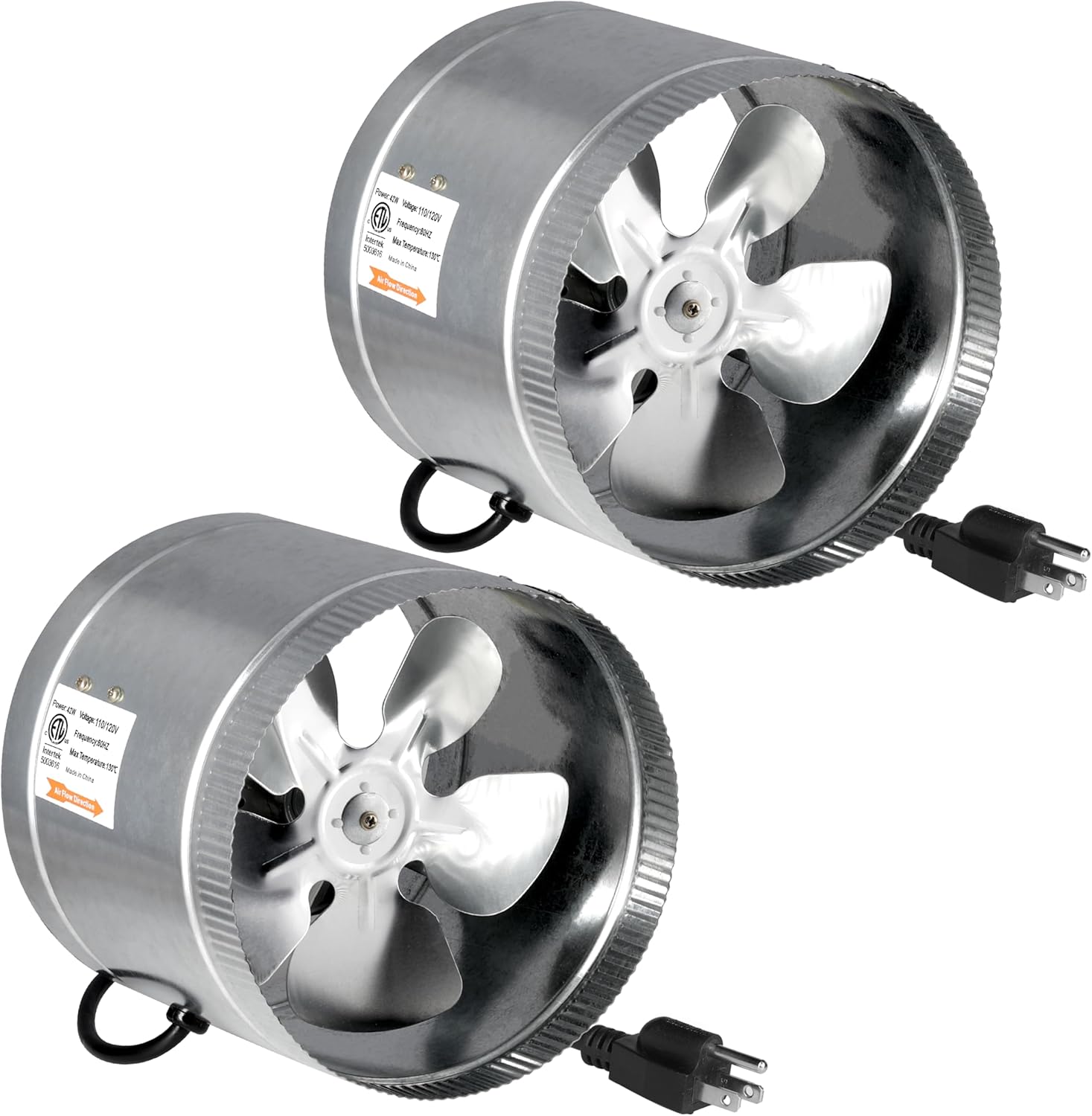 iPower Escape en línea de 8 pulgadas, 420 CFM, bajo nivel de ruido, para ventilación HVAC en tienda de cultivo, sótanos, baños y cocinas, ventilador