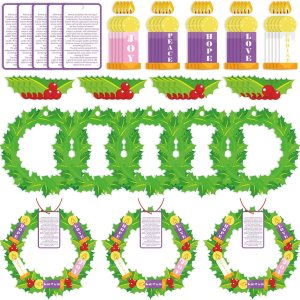 Poen Juego de 24 coronas de Adviento de Navidad para niños, Natividad de Cristo, manualidades, manualidades, decoración colgante, corona de adviento Poen Juego de 24 coronas de Adviento de Navidad para niños, Natividad de Cristo, manualidades, manualidades, decoración colgante, corona de adviento