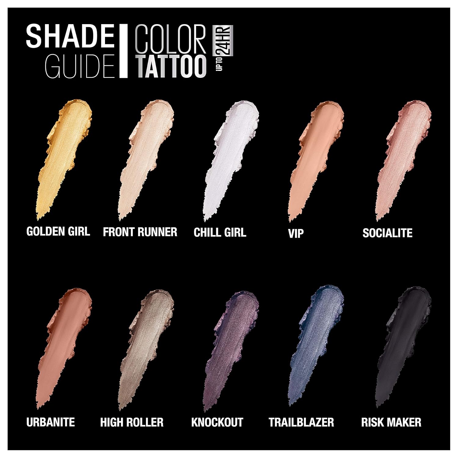 Maybelline Color Tattoo – Sombra de ojos de larga duración de hasta 24 horas a prueba de agua