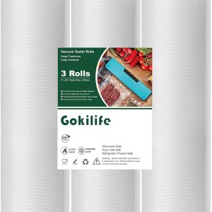Gokilife Bolsas selladoras al vacío para alimentos, 8 x 20 pies, paquete de 3 bolsas selladoras al vacío para ahorrar alimentos, bolsas selladoras Gokilife Bolsas selladoras al vacío para alimentos, 8 x 20 pies, paquete de 3 bolsas selladoras al vacío para ahorrar alimentos, bolsas selladoras