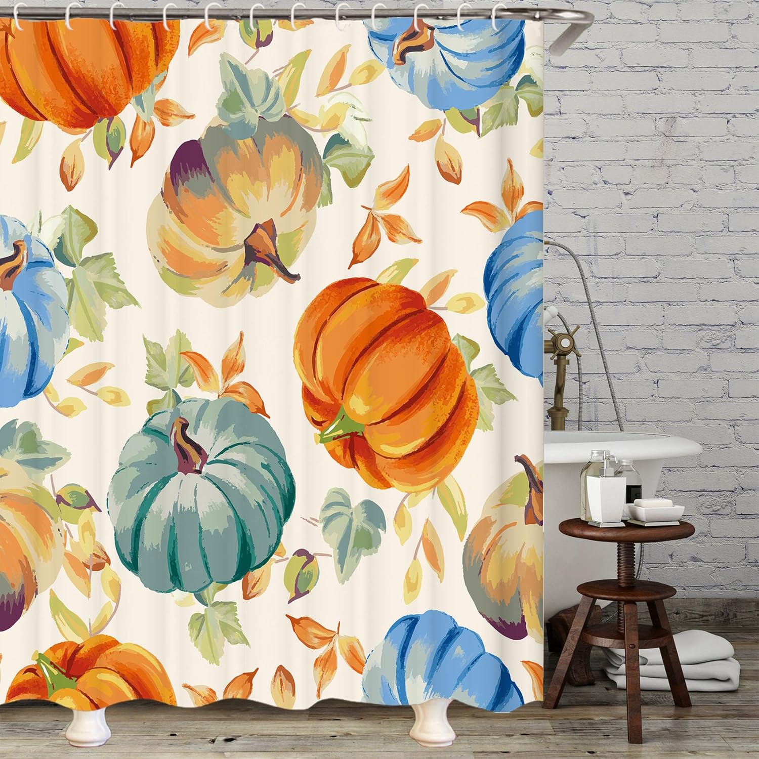 Clearance Items – Cortina de ducha de otoño, cortina de ducha de calabaza de Acción de Gracias, juego de baño de otoño, decoración de baño, 72 x 72