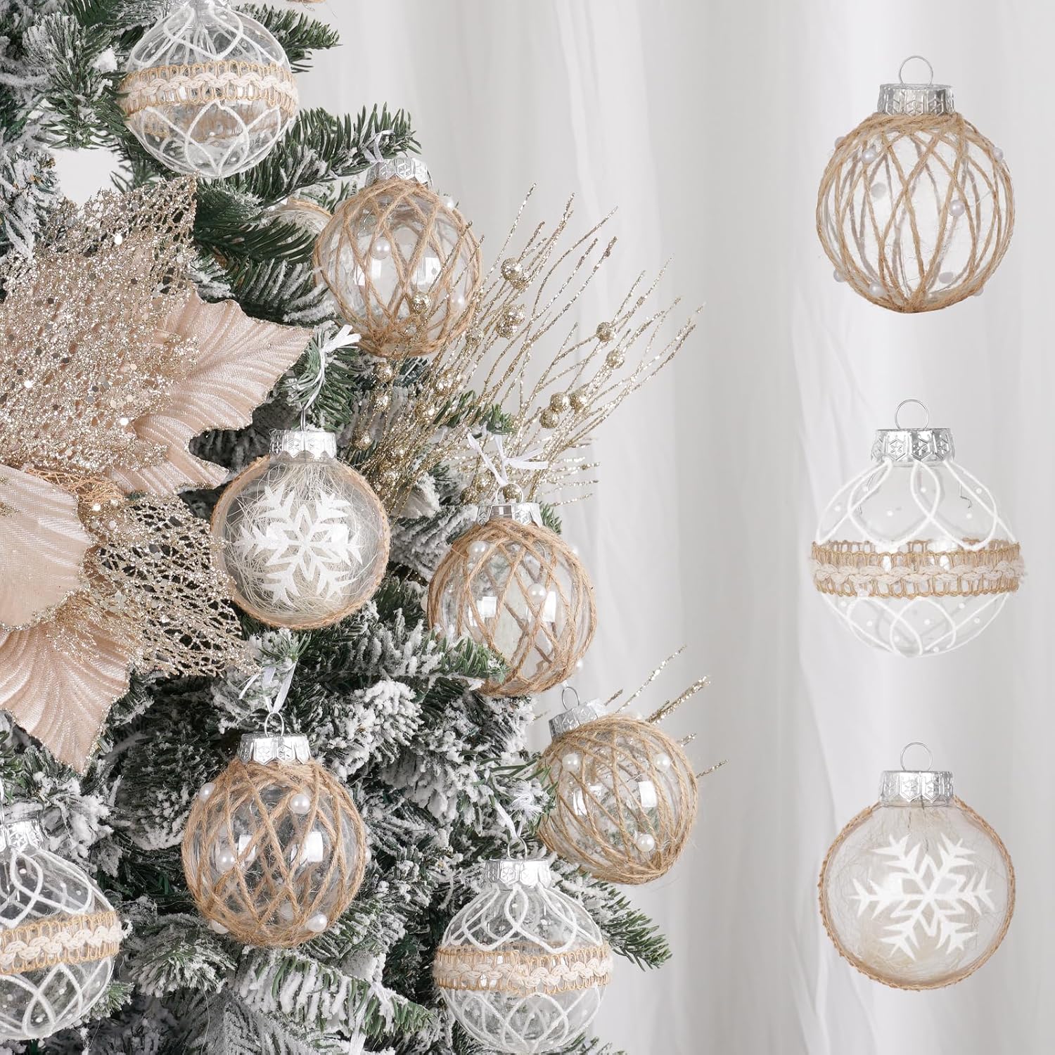 XmasExp – Juego de adornos de bola de Navidad, 2.76pulgadas, grandes, inastillables, transparentes, con brillantina, decoración de árbol de Navidad,