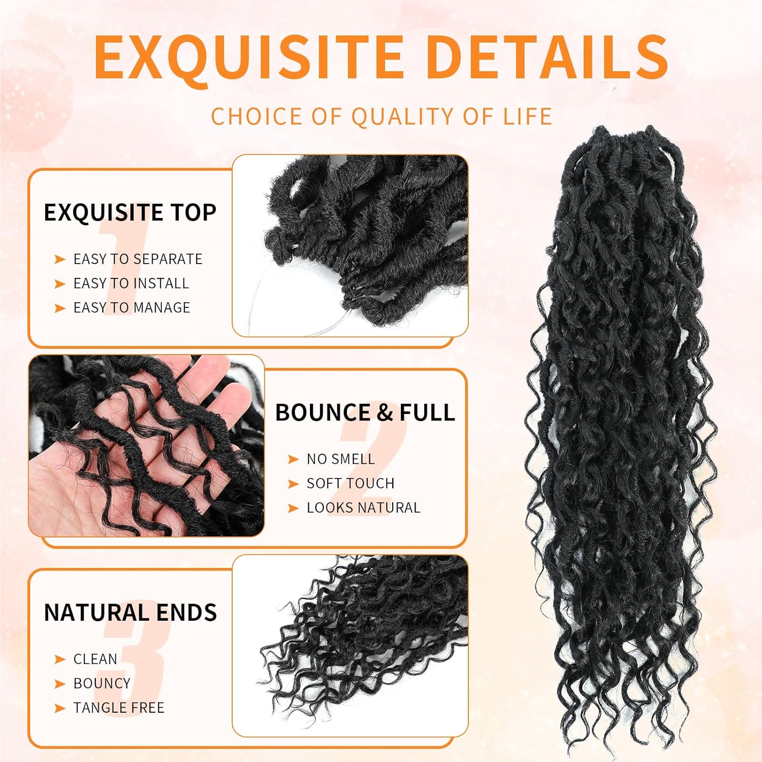 Wodun Goddess Locs – Cabello de ganchillo de 18 pulgadas, 8 paquetes de cabello sintético de ganchillo, cabello de ganchillo previamente enrollado