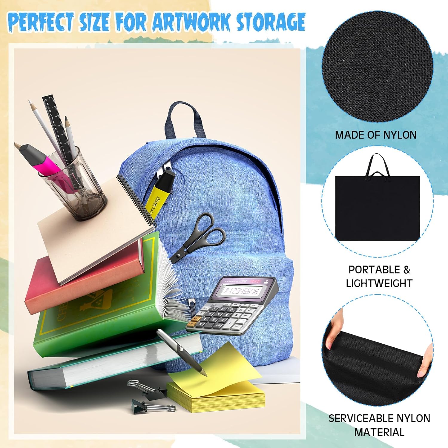 Abbylike Estuche de gran tamaño con hombro de nailon de 48 x 36 pulgadas, impermeable, para póster, portafolio de arte, bolsa de almacenamiento,