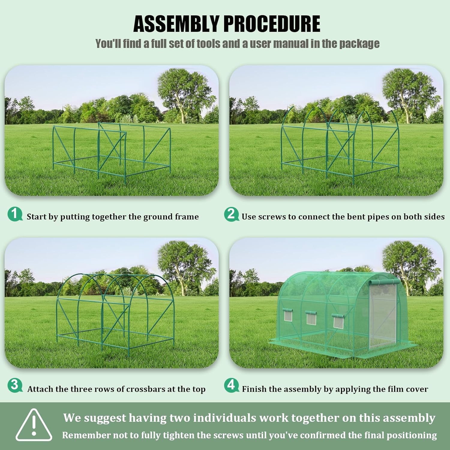 Invernadero para exteriores de 12 x 7 x 7 pies con puerta mosquitera, exterior resistente, para plantas de jardín, protección UV, termostática,