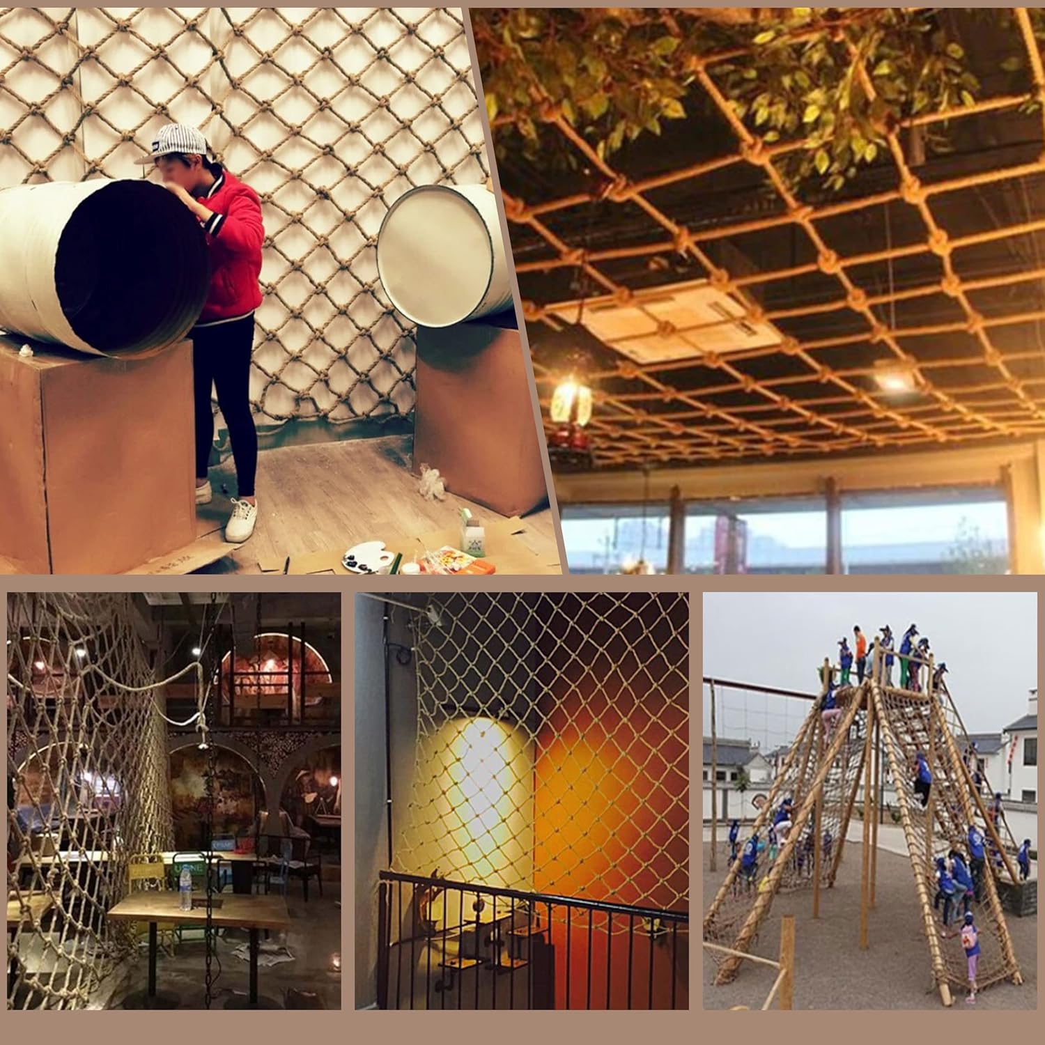Red de cuerda de cáñamo de seguridad para niños, red de seguridad para escalar, casa de árbol, escalada para niños, red de cuerda de seguridad para