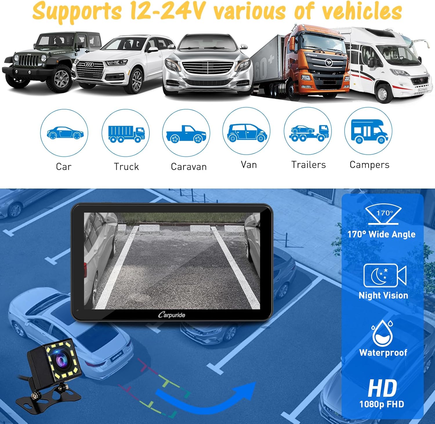 Carpuride w701 Pro portátil BT Stereo, Carplay inalámbrico y Android Auto con cámara de respaldo, Bluetooth dual, enlace espejoGPSSiriFM, soporte