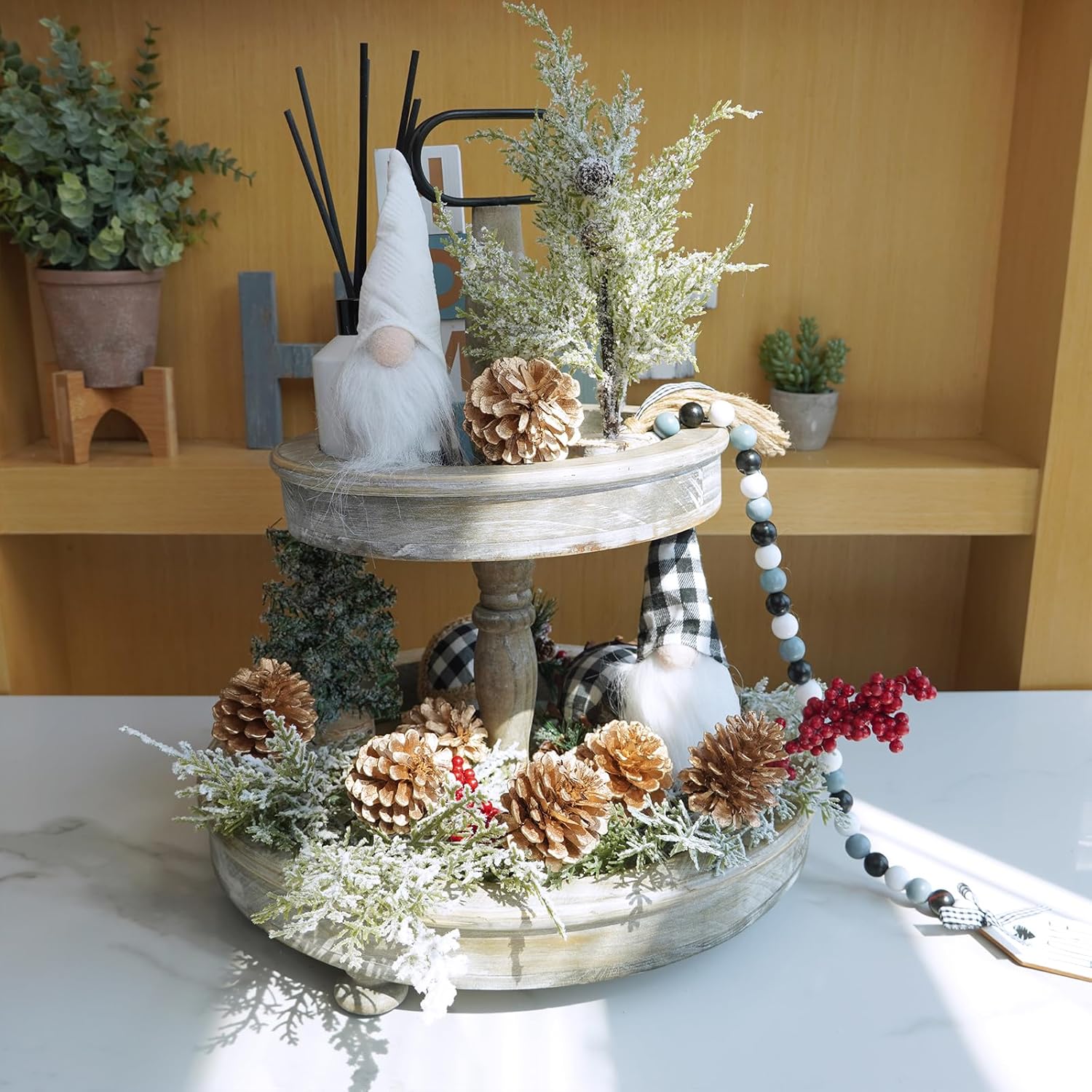 Winlyn 20 púas de cono de pino dorado, adornos de Navidad, piñas florales, tallos decorativos de piña natural con alambre de 6.9 pulgadas de alto