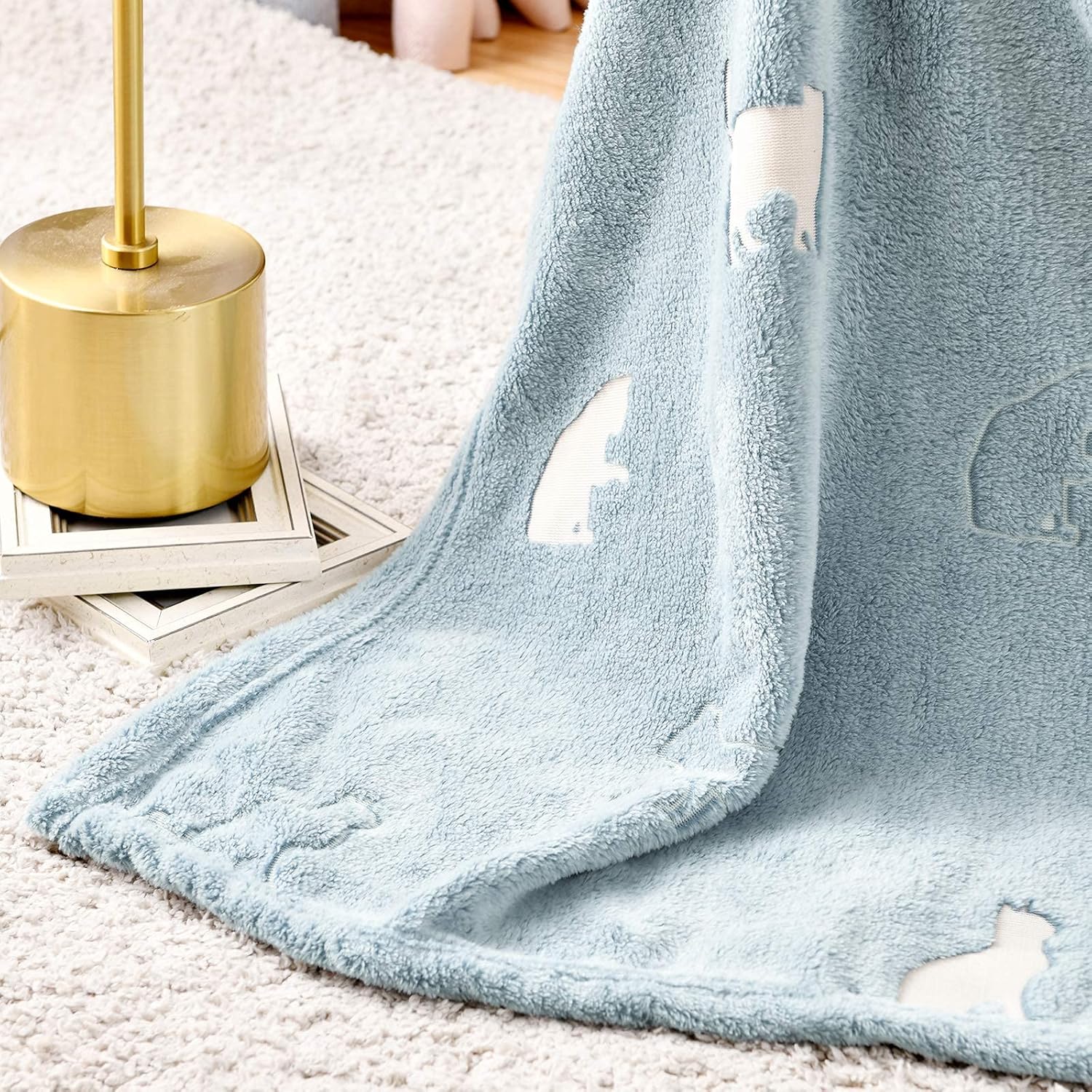 jinchan Manta que brilla en la oscuridad, con patrón de gato de 50 x 60 pulgadas, manta de forro polar suave para decoración de sofá, cama,