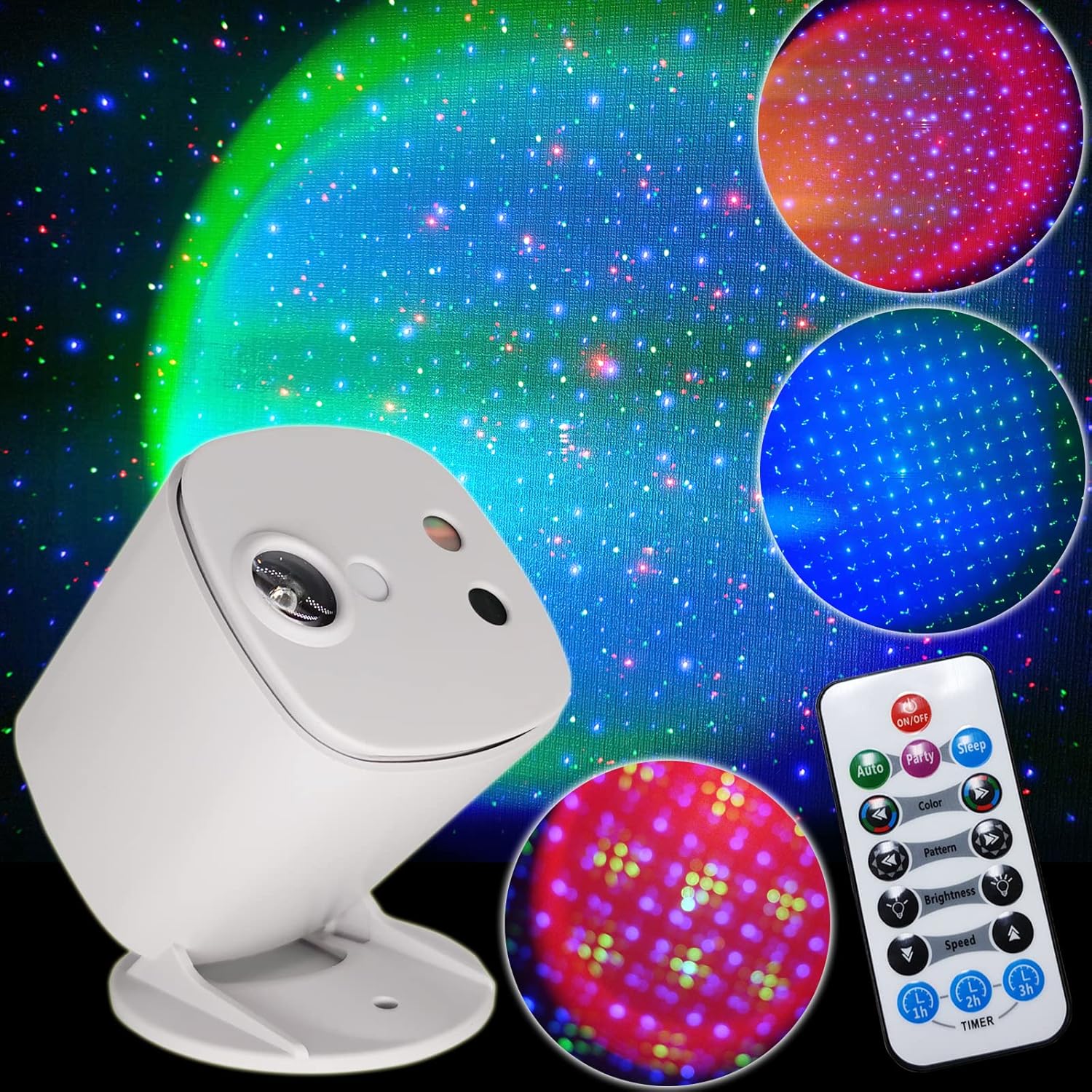 Mini luces de fiesta, Chims RGB cielo estrellado con luz de puesta de sol, espectáculo de luces de DJ, fiesta de DJ, luz de discoteca en casa, luz