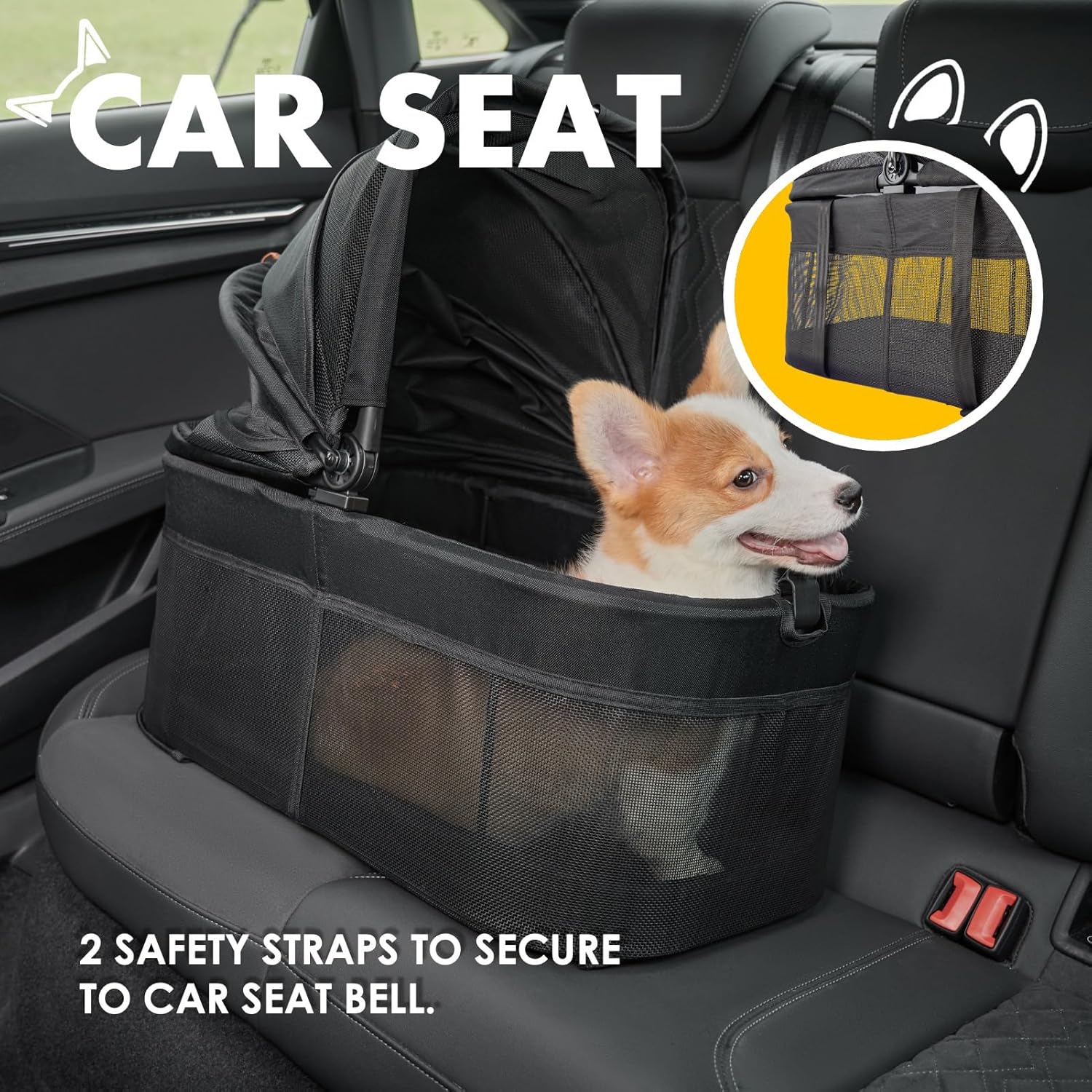 Cochecito plegable 3 en 1 para perro, cochecito plegable para mascotas, cochecito de perro y gato de 4 ruedas con transportador de viaje extraíble