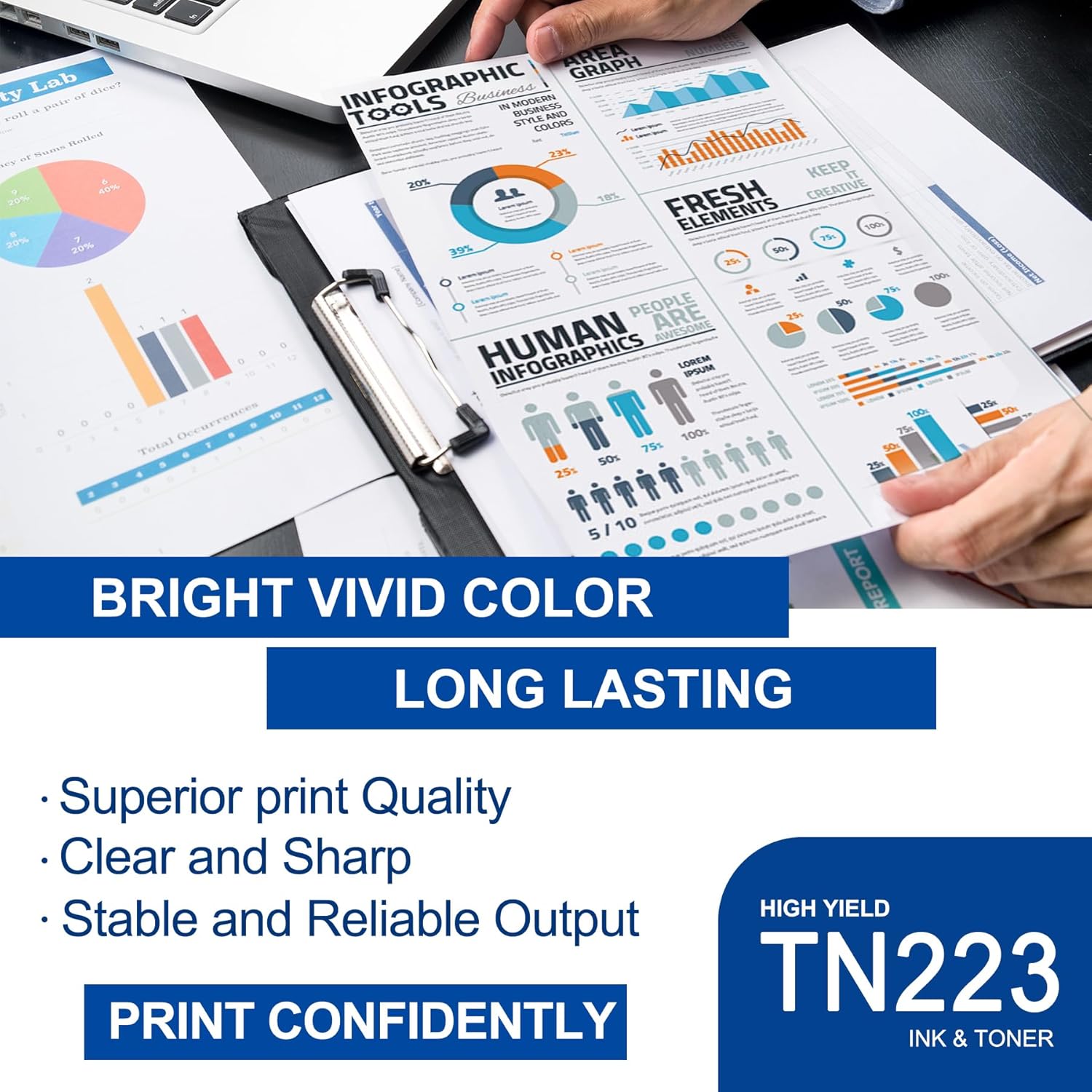Paquete de 5 cartuchos de tóner TN223 BKCMY de alto rendimiento compatibles con TN223 Reemplazo para impresora Brother MFC-L3770CDW L3710CW L3750CDW