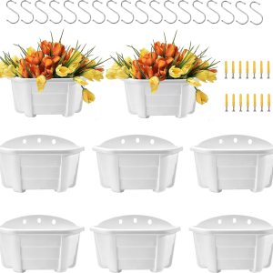 ORIMERC Maceta colgante de pared de 9.8 pulgadas, 8 unidades, para barandilla, balcón, porche, decoración interior y exterior, de plástico, para ORIMERC Maceta colgante de pared de 9.8 pulgadas, 8 unidades, para barandilla, balcón, porche, decoración interior y exterior, de plástico, para