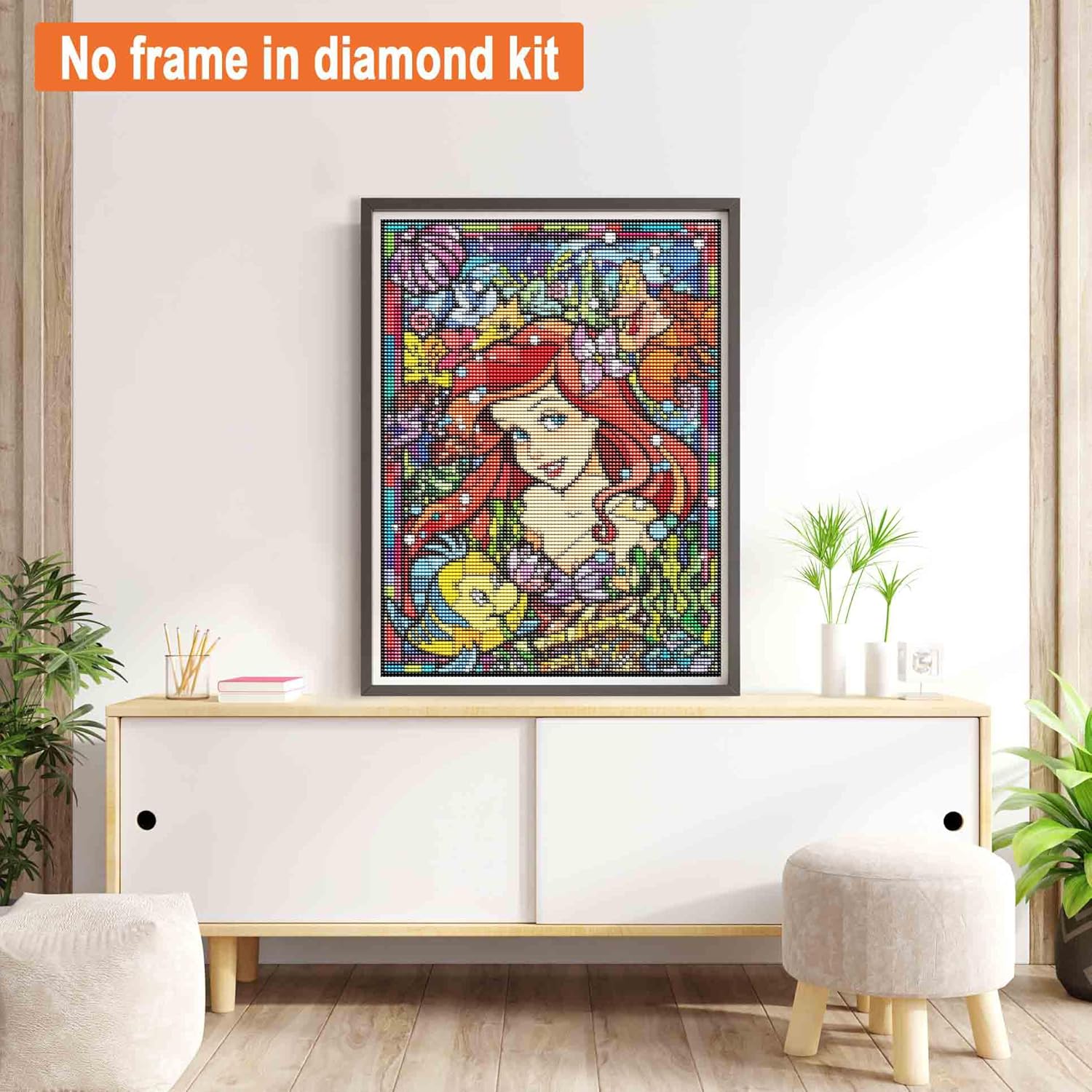 PALODIO Kits de pintura de diamantes 5D de princesa, kits de arte de diamantes para adultos, vidrieras de dibujos animados, pintura por números,