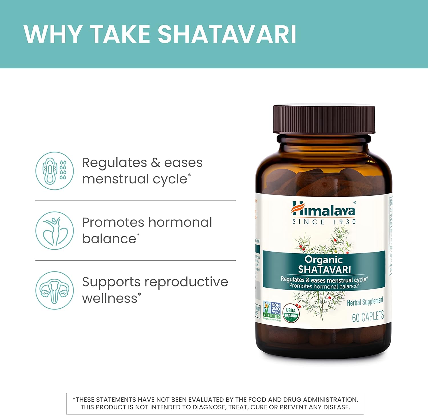 Himalaya Shatavari orgánico para el síndrome premenstrual, alivio de los calambres menstruales, apoyo para la menopausia y salud de la mujer, 1,300