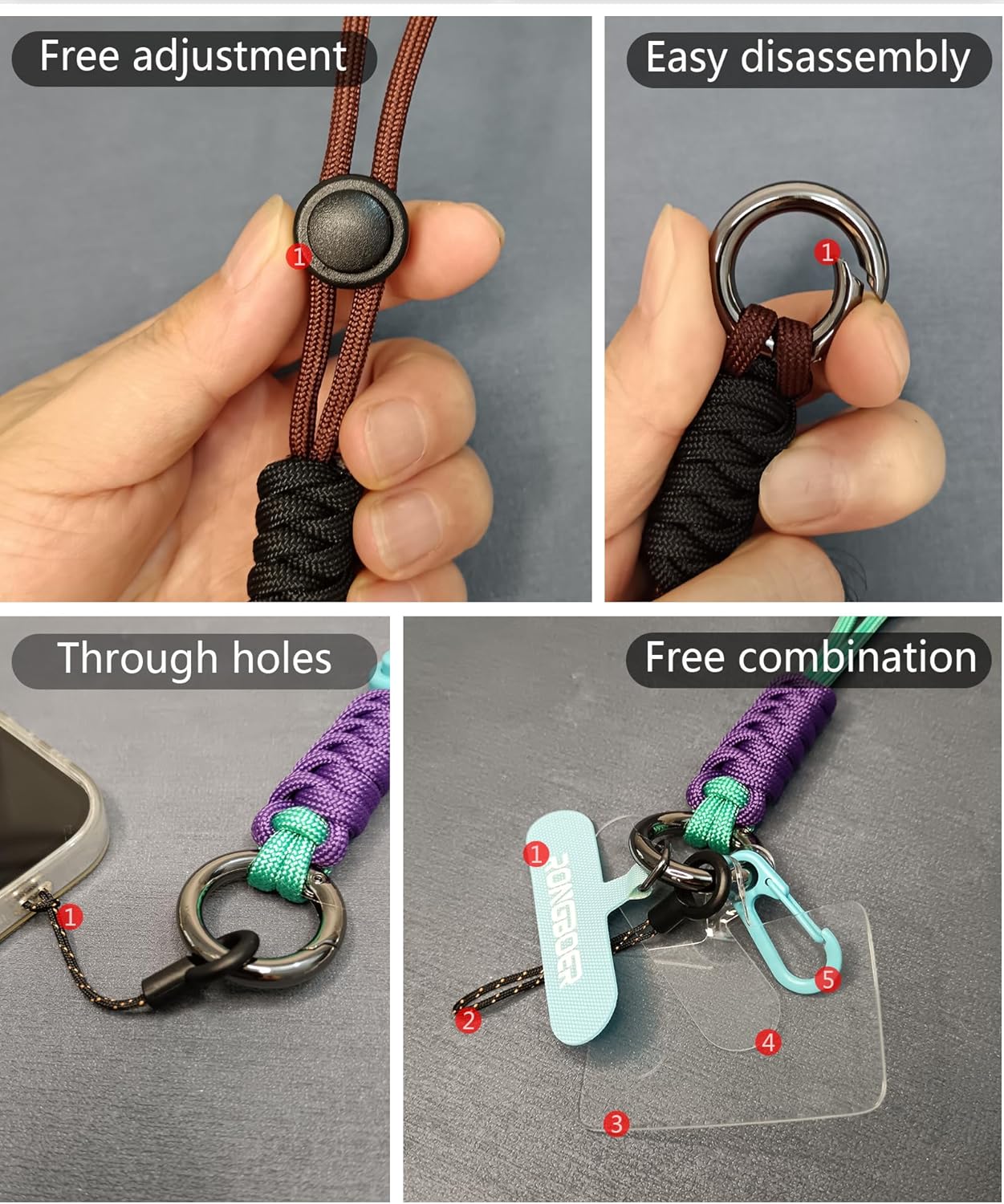 RONGBOER Correa de muñeca para teléfono celular, cordón para llaves para mujeres, correa de dijes para teléfono, cordón corto para llaves, llavero