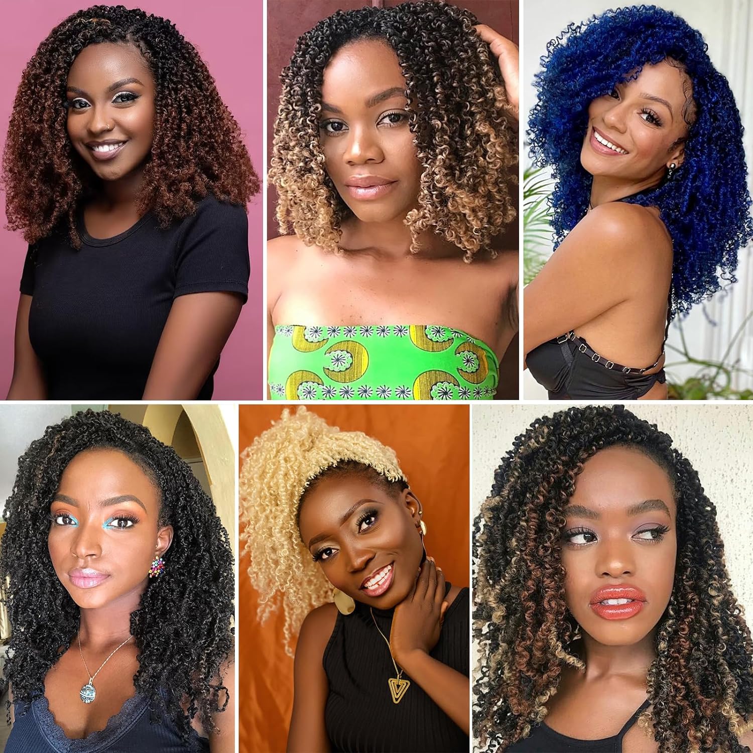 COOKOO Trenzas de ganchillo Yanky Twists de 8 pulgadas, 8 piezas, color marrón degradado, bohemios, cabello de ganchillo senegalés con rizos,