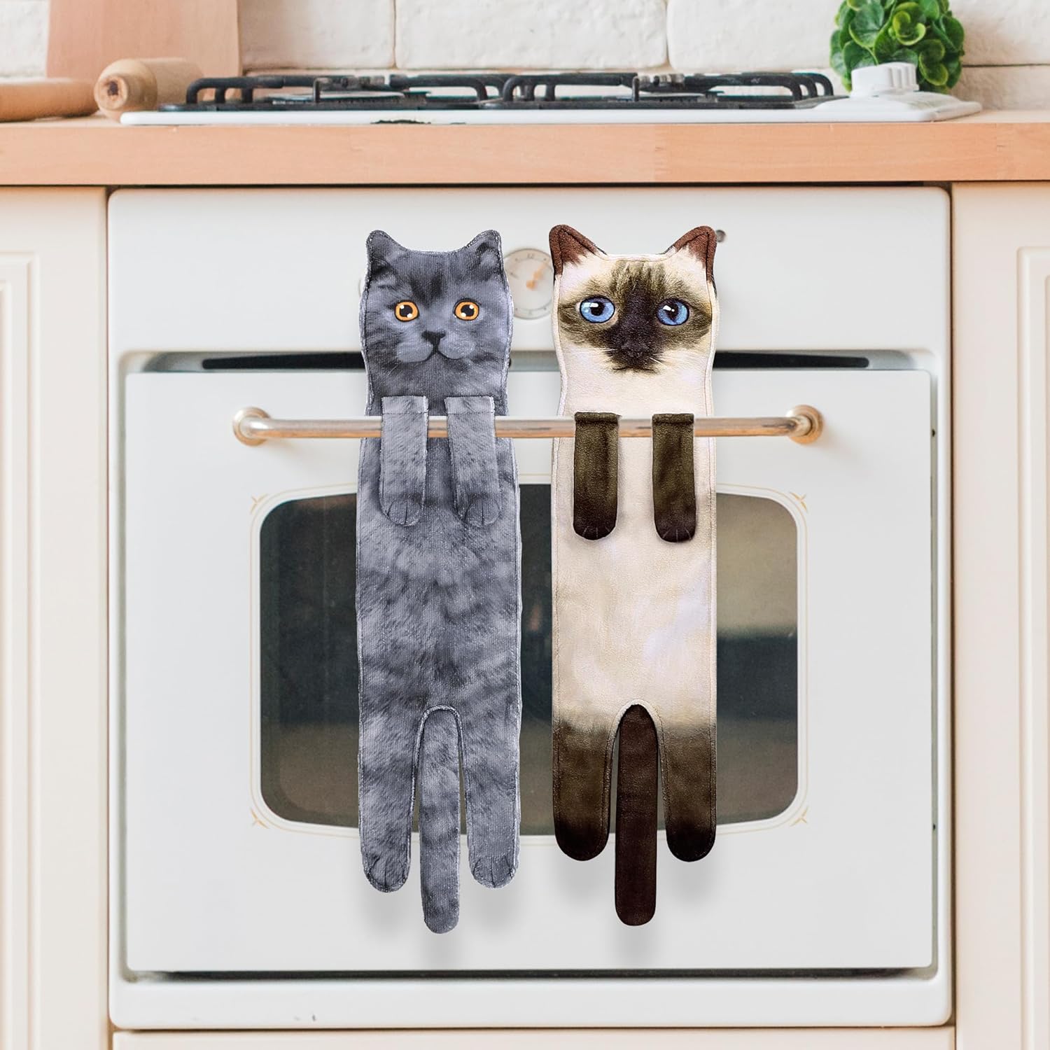 MewMix Toallas de mano de gato para cocina y baño  Lindos accesorios de decoración de gatos  Toalla de mano suave absorbente para colgar  Divertido