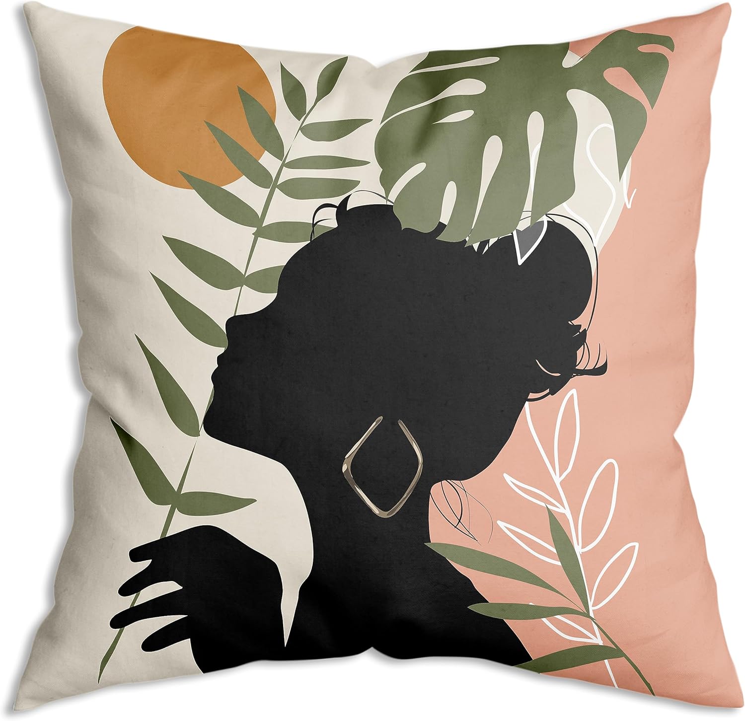 ZNGFON Fundas de almohada bohemias de 18 x 18 pulgadas, diseño geométrico abstacto moderno de mediados de siglo, diseño geométrico abstacto con