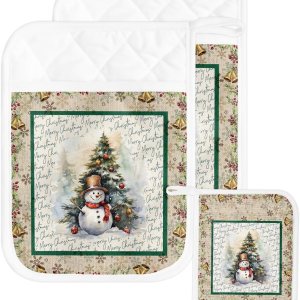 Juego de 2 soportes para ollas de Navidad para cocina, antideslizantes y aislantes de calor, juego de agarraderas de tela de toalla con bolsillo, Juego de 2 soportes para ollas de Navidad para cocina, antideslizantes y aislantes de calor, juego de agarraderas de tela de toalla con bolsillo,