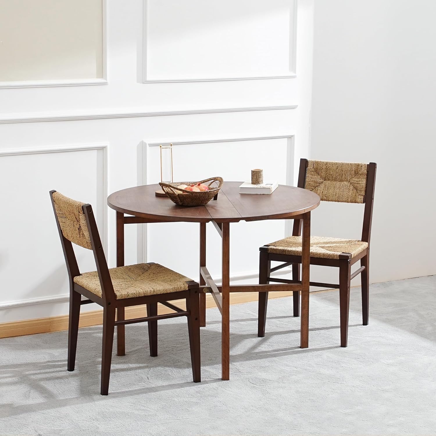 XINNAN Juego de 2 sillas de comedor, sillas de comedor modernas de mediados de siglo, sillas de cocina y comedor, asientos tejidos a mano con marco