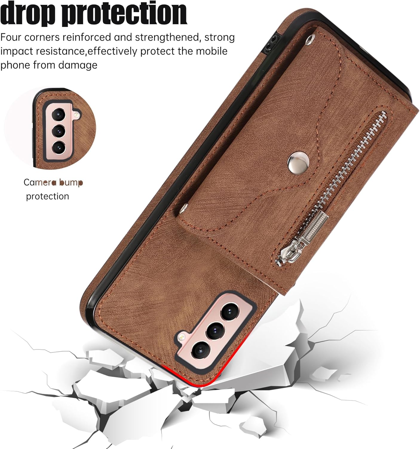 Asuwish Funda para teléfono Samsung Galaxy S21 5G de 6.2 pulgadas, funda tipo cartera con correa cruzada para la muñeca, cordón, soporte para