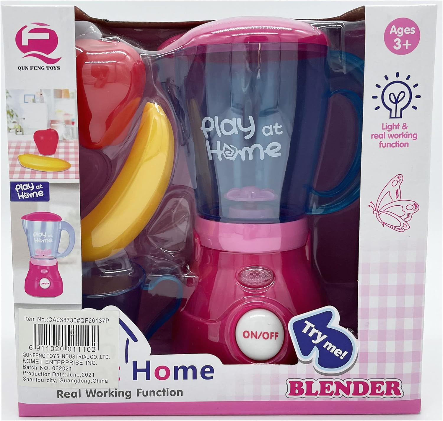 RBN Play at Home First Kitchen Appliances Toy – Juego de cocina gourmet para niños con luces y sonidos (licuadora de jugo), color rosa