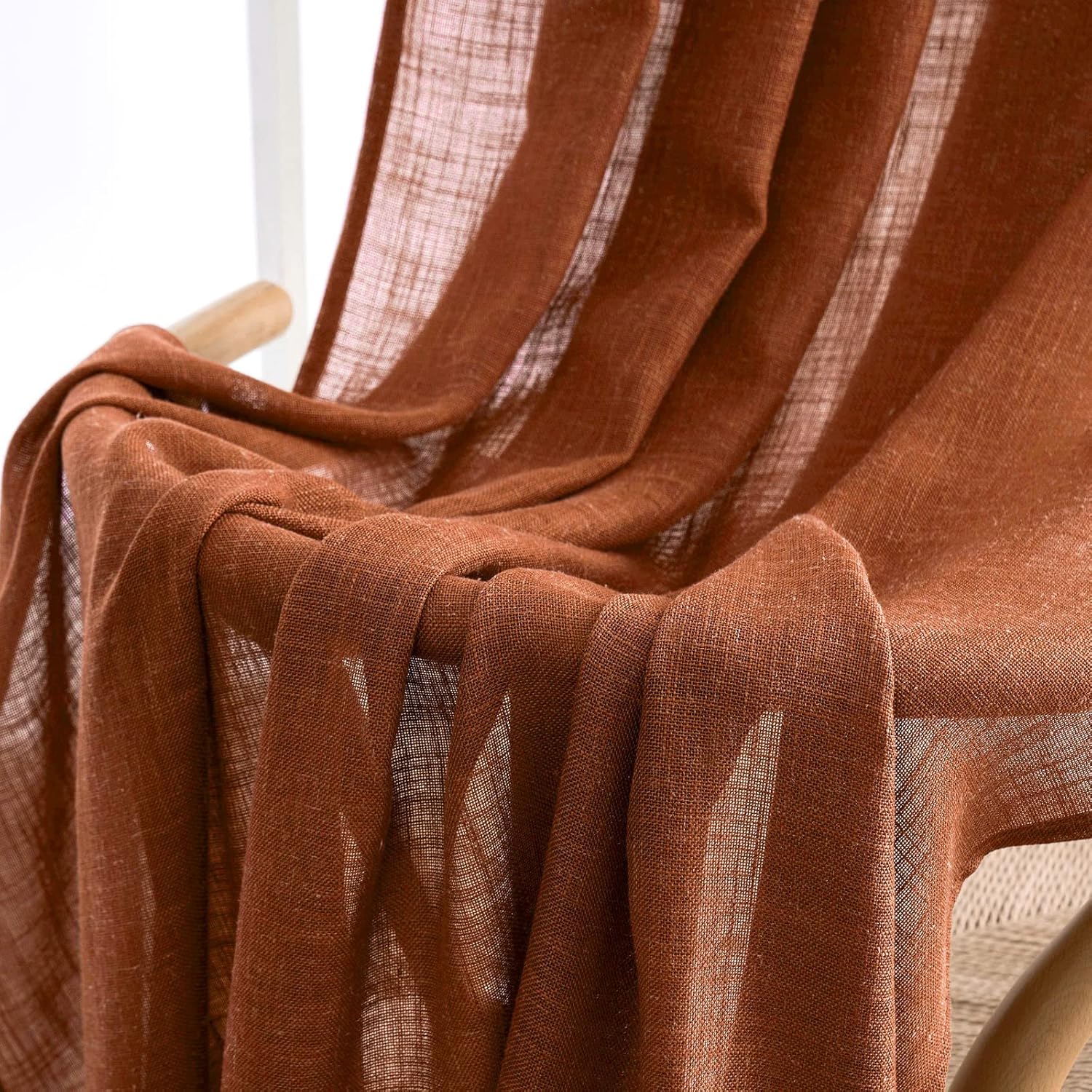 MIULEE Cortinas de lino terracota de 90 pulgadas de largo, 2 paneles para dormitorio, sala de estar, cortinas de lino suave y grueso, cortinas de