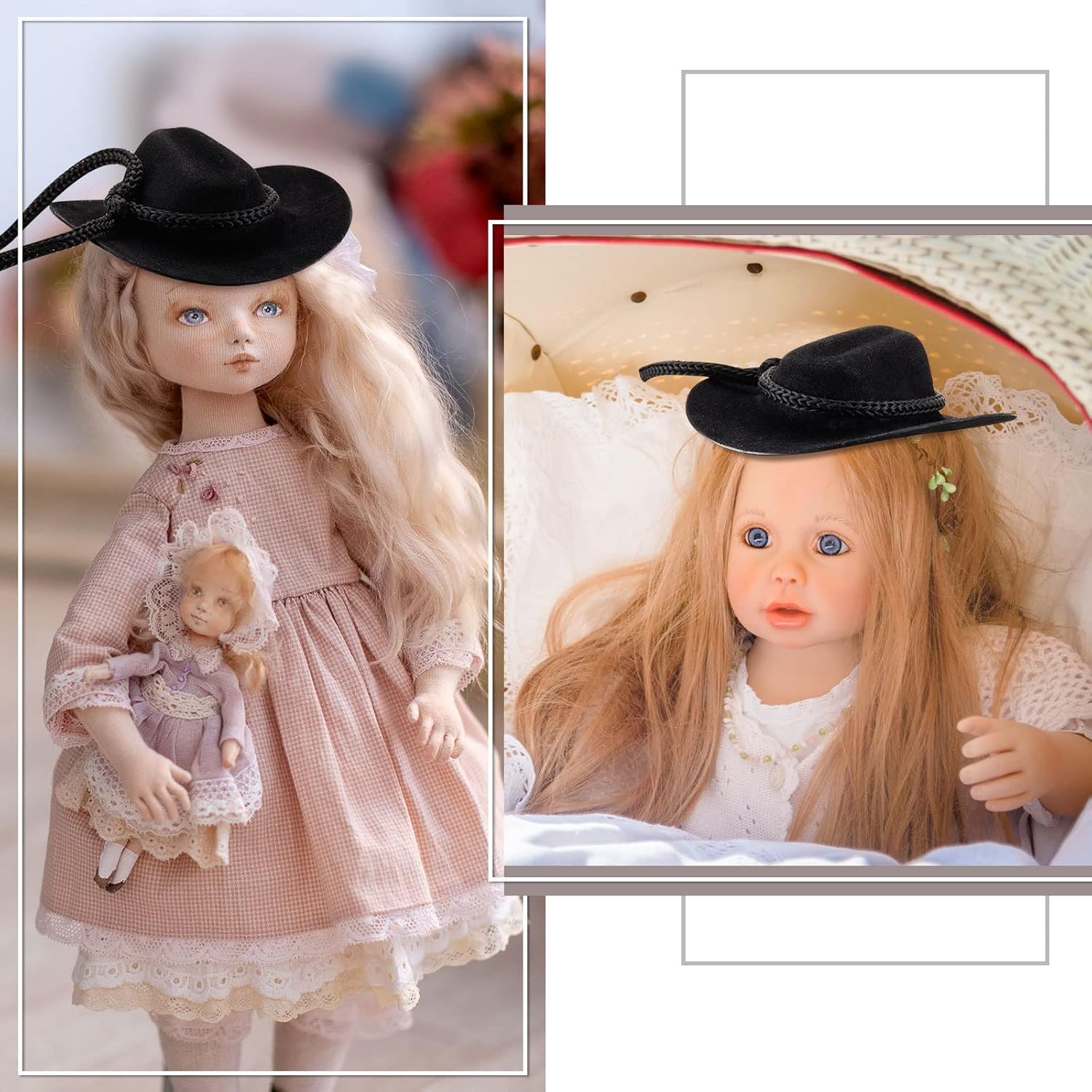 24 piezas de mini sombreros de vaquero para manualidades, mini sombrero de vaquera blanco, recuerdos de boda occidental para decoración de muñecas