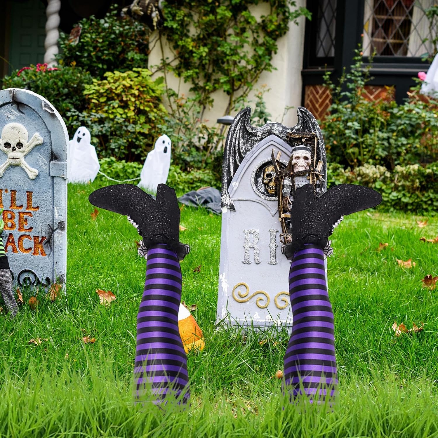 1 par de patas de bruja de Halloween de 18 pulgadas al revés para patas de bruja malvada  Estacas de patas y pies de brujas, estacas de Halloween,