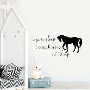 Pegatina de vinilo con texto en inglés “To go to Sleep I Count Horses not Sheep” (“To go to Sleep I Count Horses not Sheep”) Pegatina de vinilo con texto en inglés “To go to Sleep I Count Horses not Sheep” (“To go to Sleep I Count Horses not Sheep”)